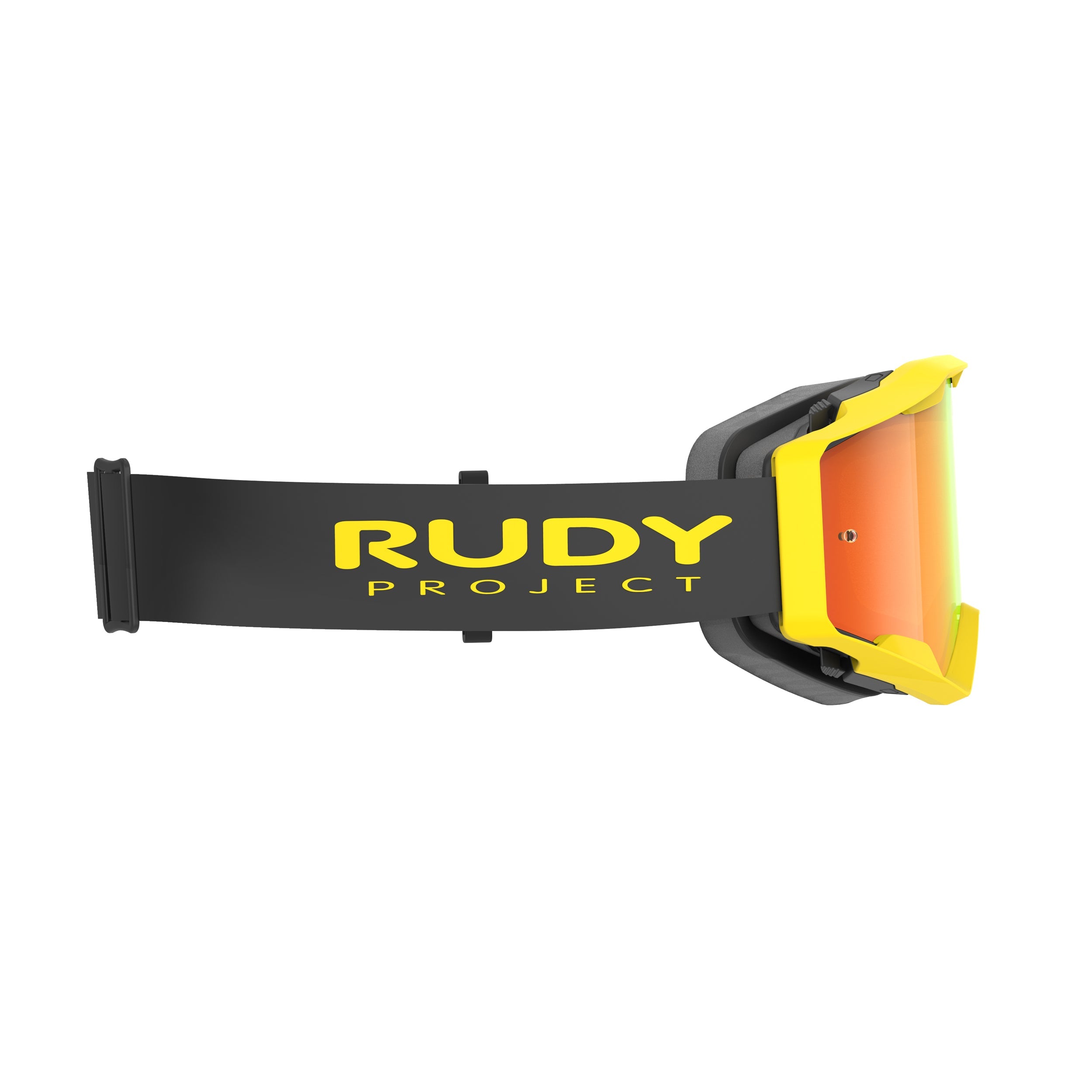 Rudy Project Override Yellow Matte mirrored multilaser orange mtb goggles – side view, opposite side
