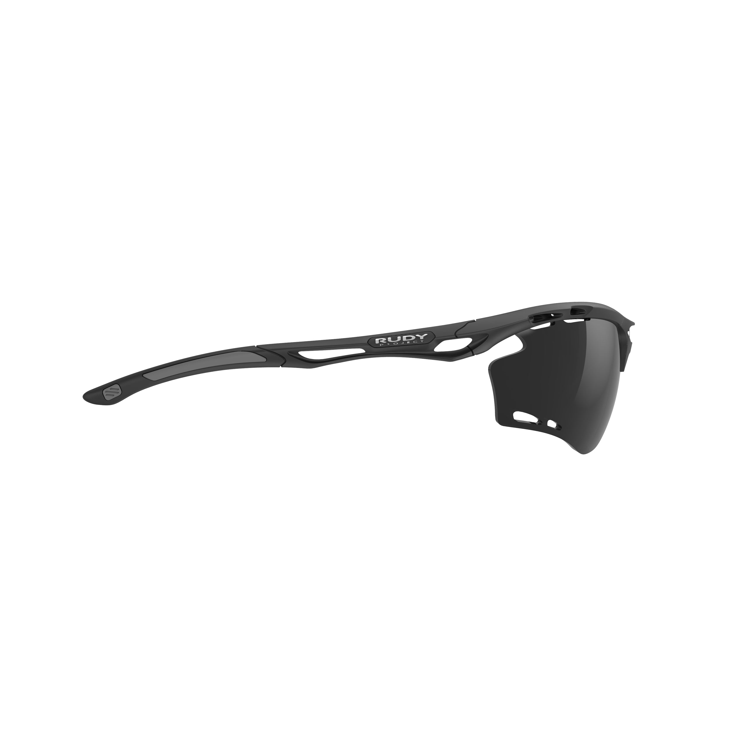 Rudy Project Propulse Matte Black mirrored smoke black performance sunglasses – side view, opposite side