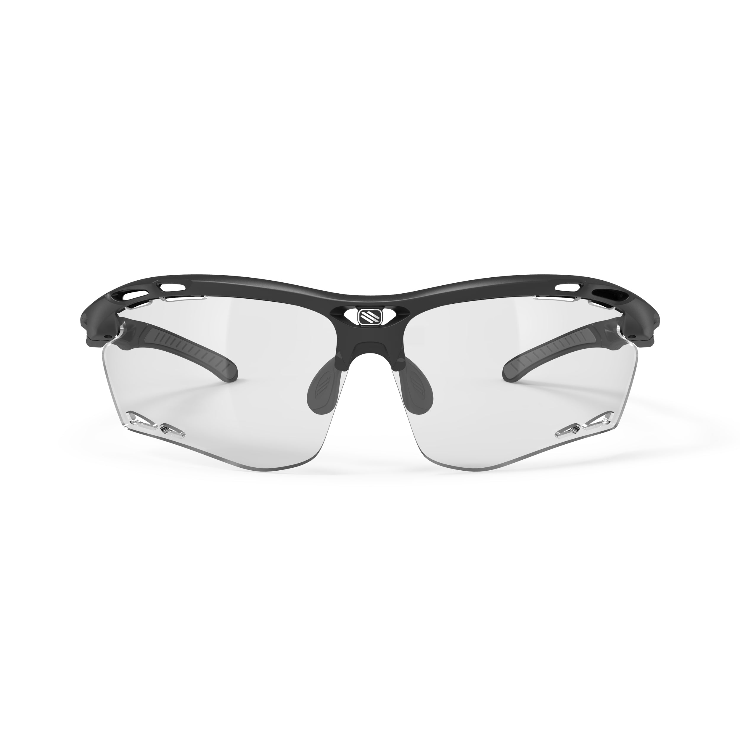 Rudy Project Propulse Matte Black photochromic black performance sunglasses – front view, alternate angle