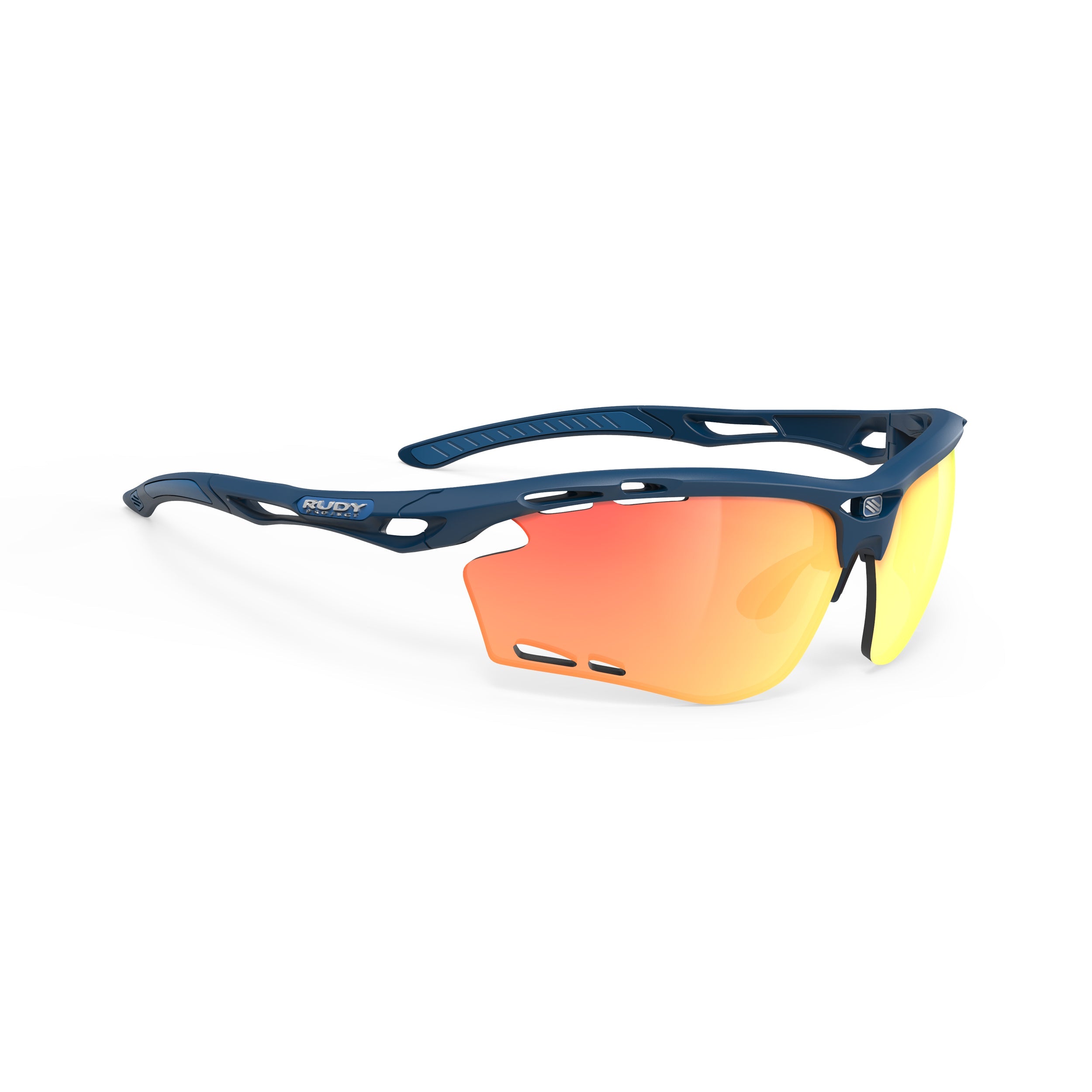 Rudy Project Propulse Navy Blue Matte mirrored multilaser orange performance sunglasses – front view