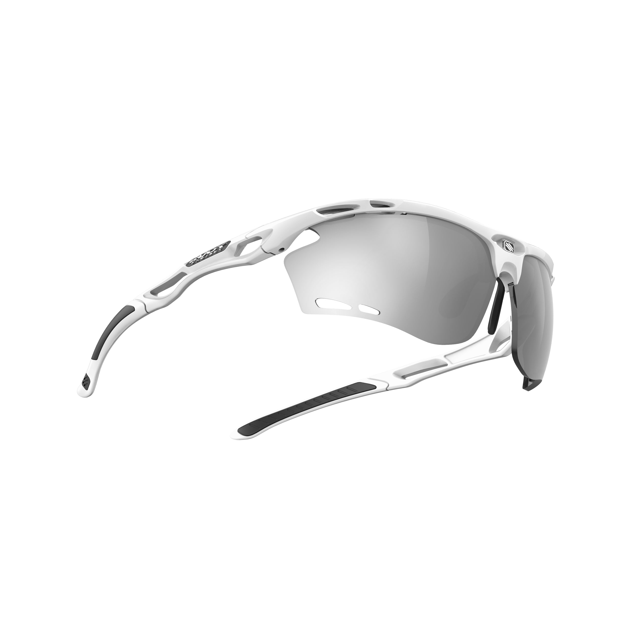 Rudy Project Propulse White Gloss mirrored laser black performance sunglasses – side view