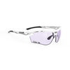 Rudy Project Propulse White Gloss photochromic laser purple hdr performance sunglasses – front view