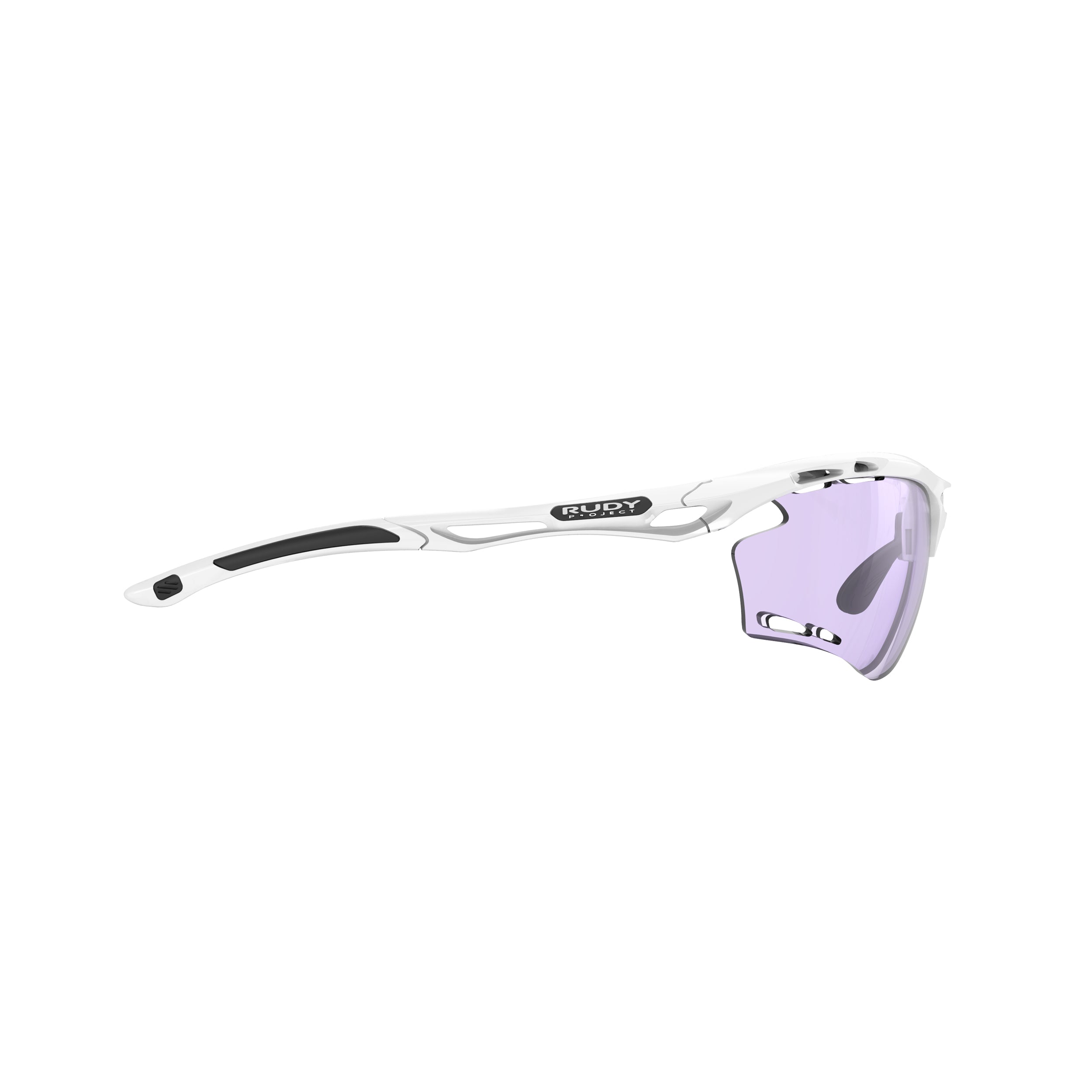 Rudy Project Propulse White Gloss photochromic laser purple hdr performance sunglasses – side view, opposite side