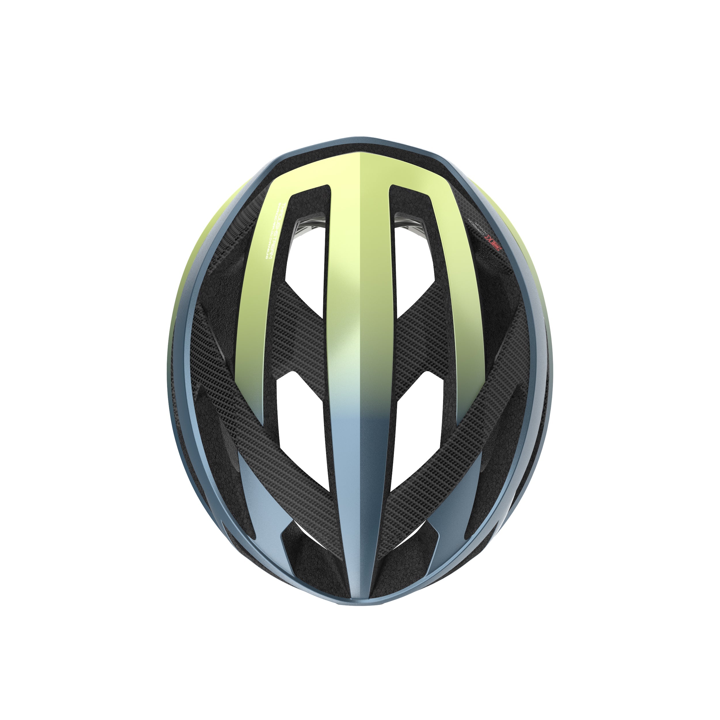 Rudy Project Rebel Blue Avio/Apple Green Metal Matte cycling helmet – rear view