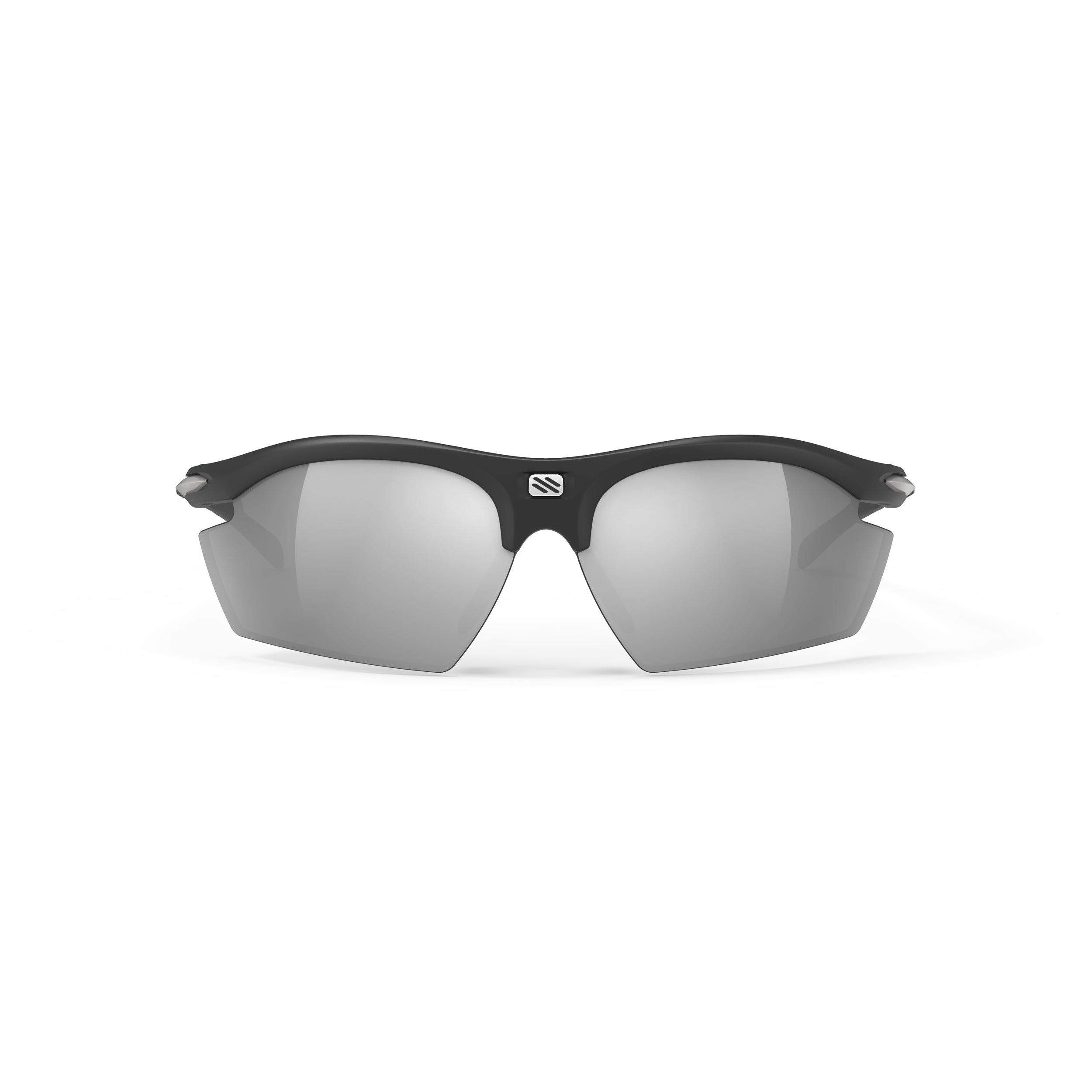 Rudy Project Rydon Matte Black mirrored laser black performance sunglasses – front view, alternate angle