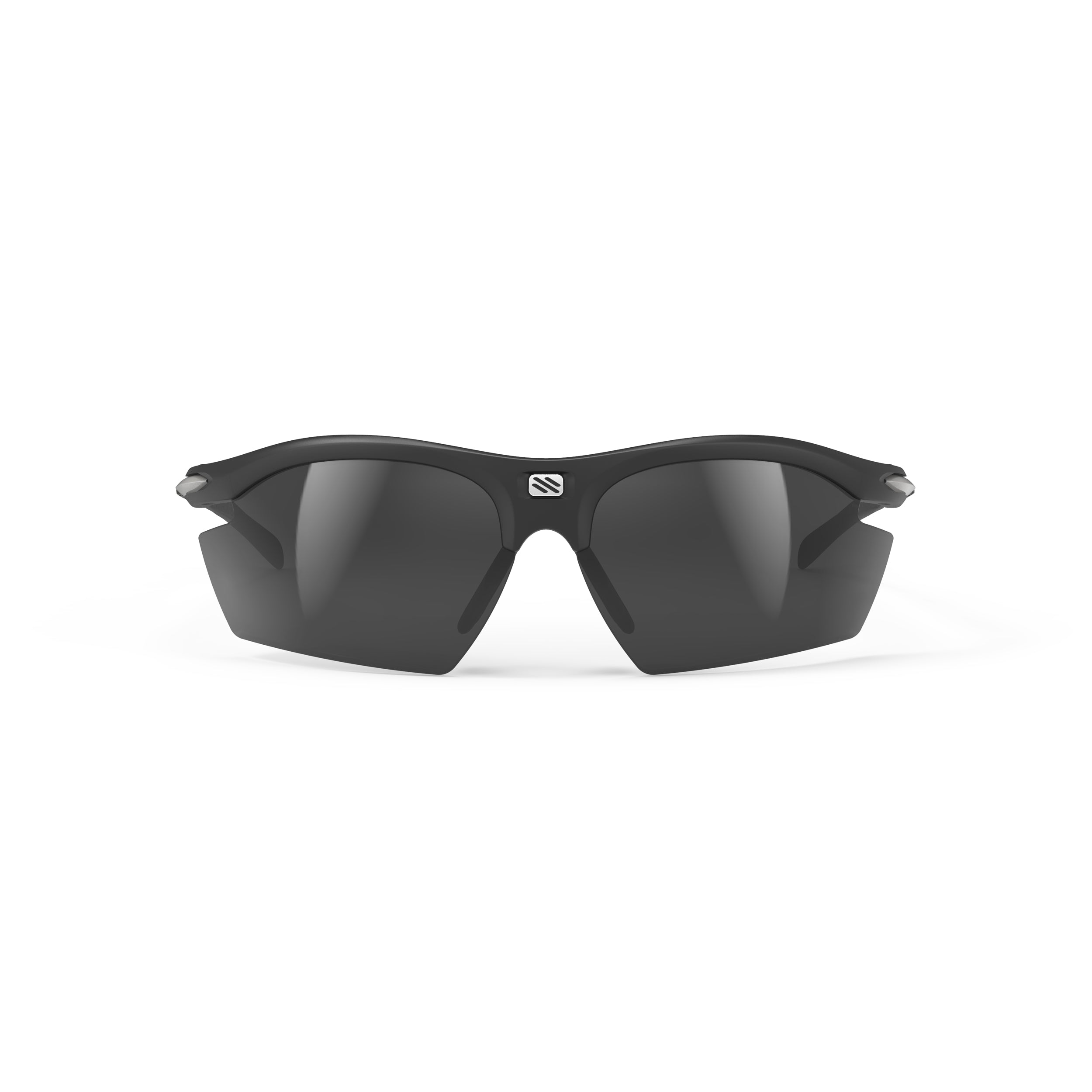 Rudy Project Rydon Matte Black mirrored smoke black performance sunglasses – front view, alternate angle