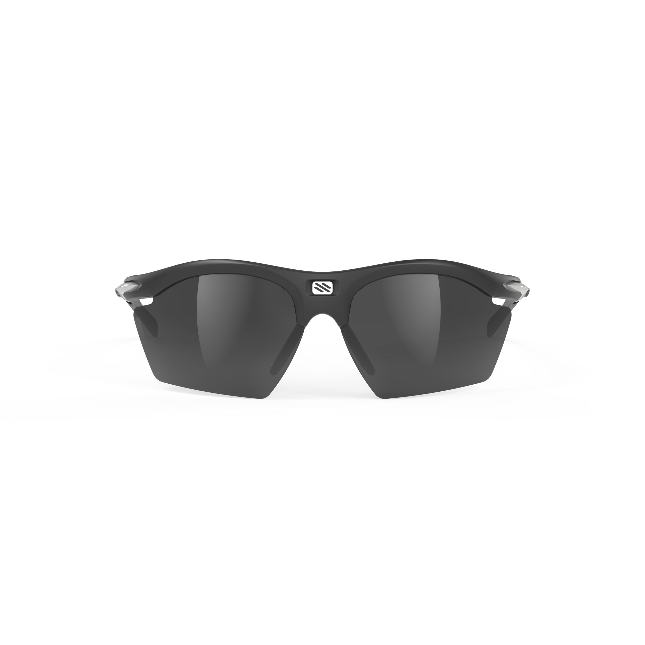 Rudy Project Rydon Slim Matte Black mirrored smoke black performance sunglasses – front view, alternate angle
