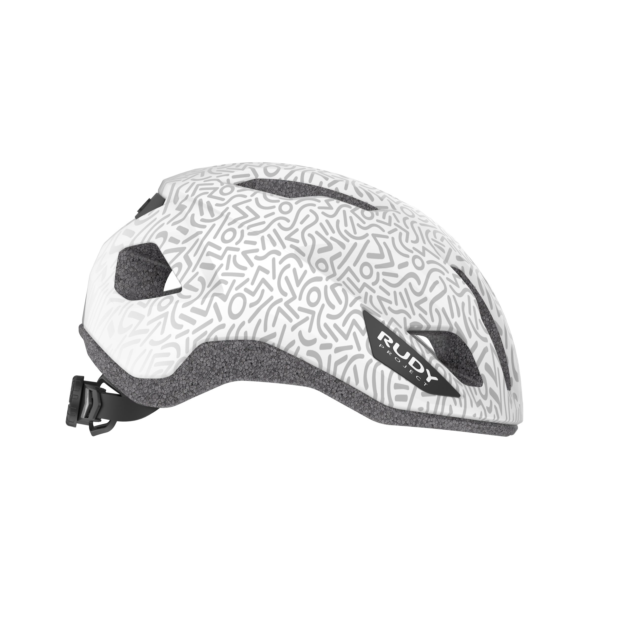 Rudy Project Sinergy White Doodle Matte cycling helmet – side view