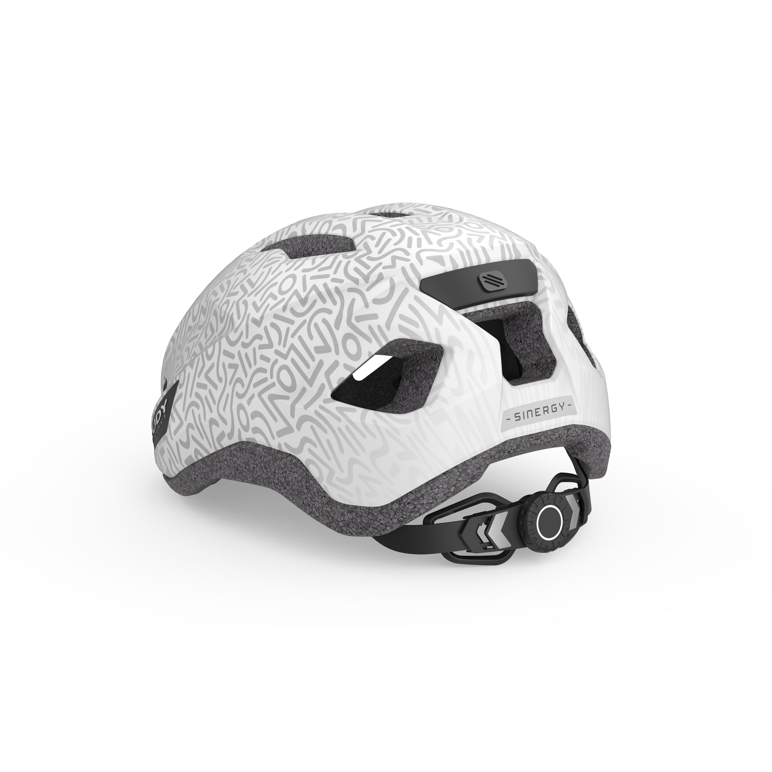 Rudy Project Sinergy White Doodle Matte cycling helmet – side view, opposite side