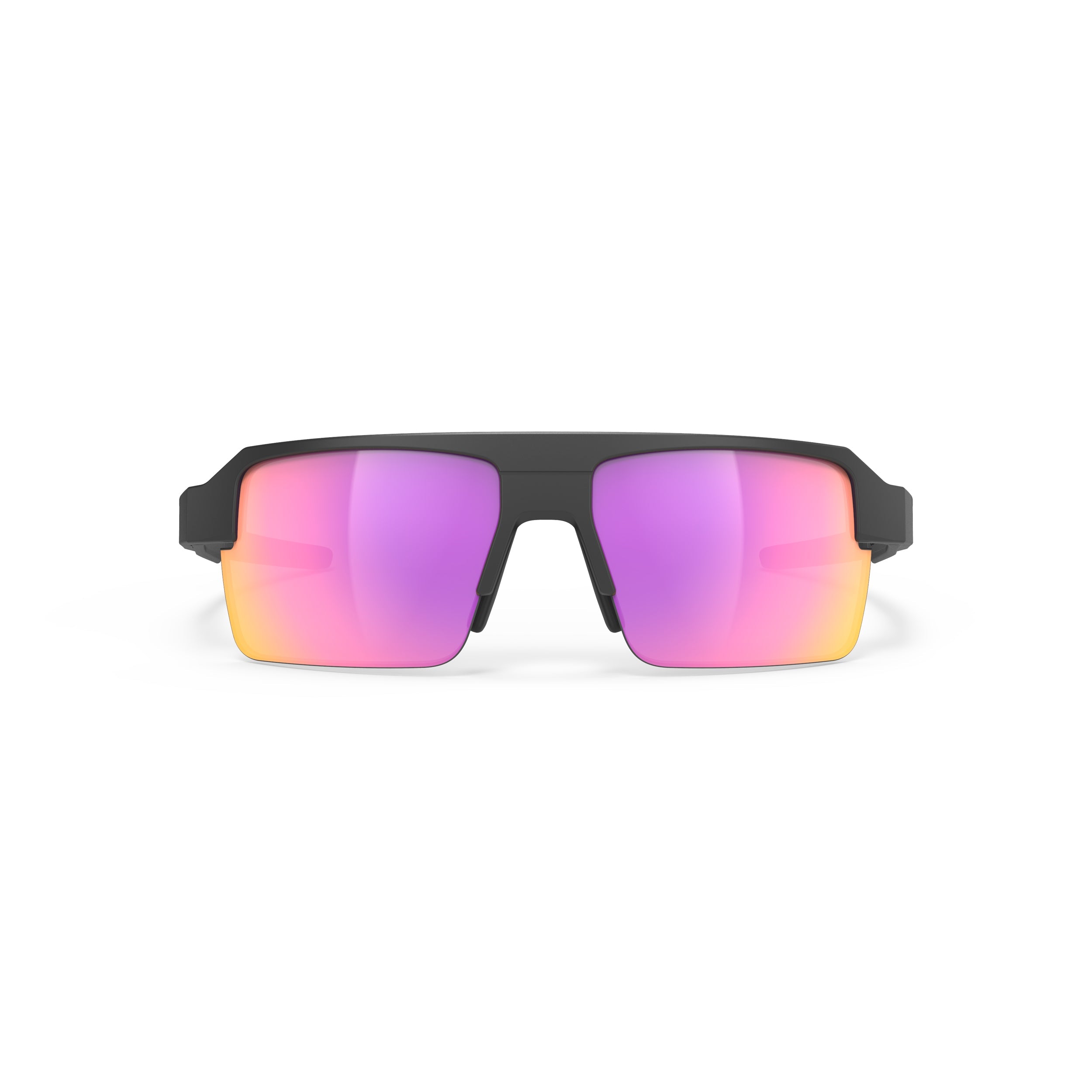 Rudy Project Sirius Matte Black mirrored multilaser sunset performance sunglasses – front view, alternate angle