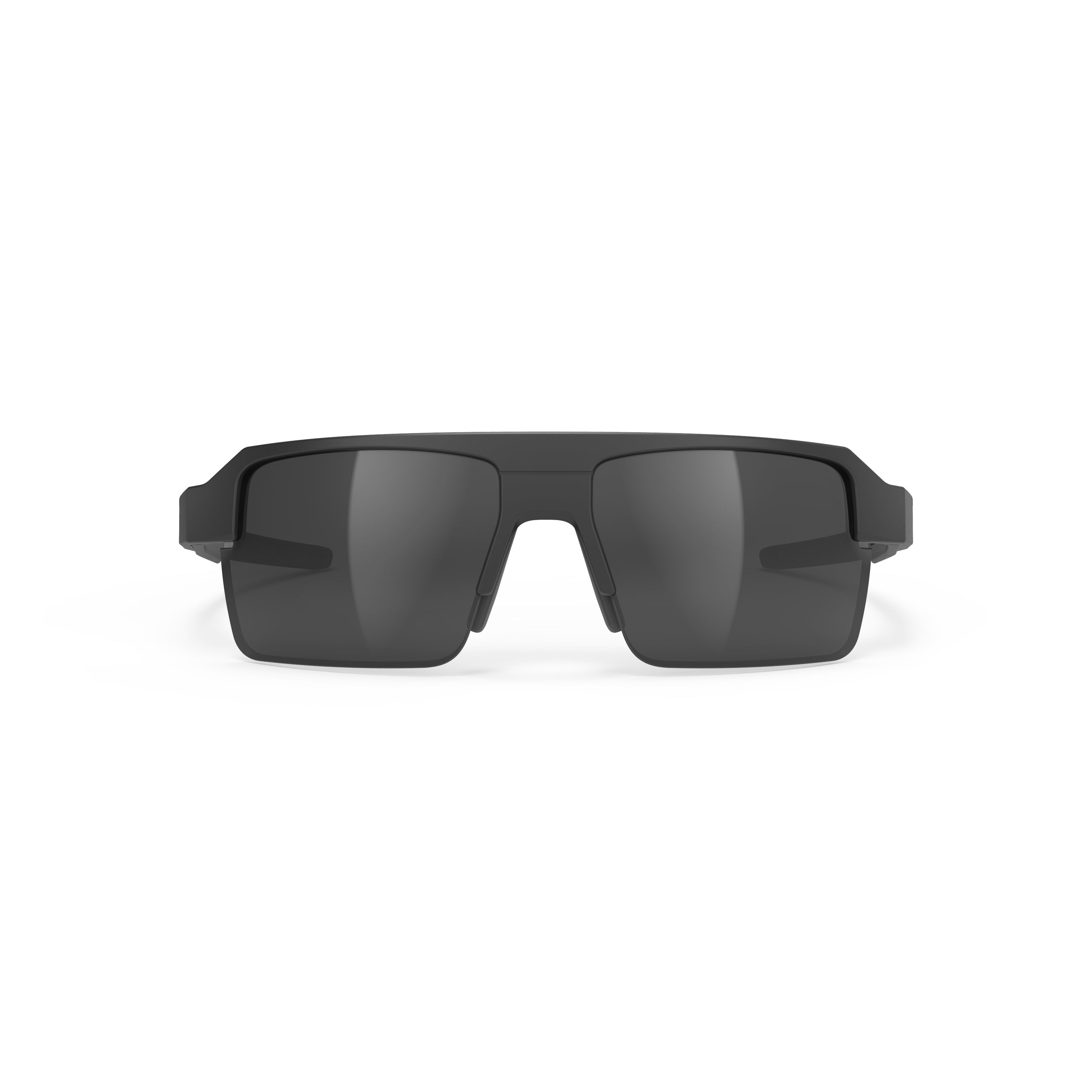 Rudy Project Sirius Matte Black mirrored smoke black performance sunglasses – front view, alternate angle