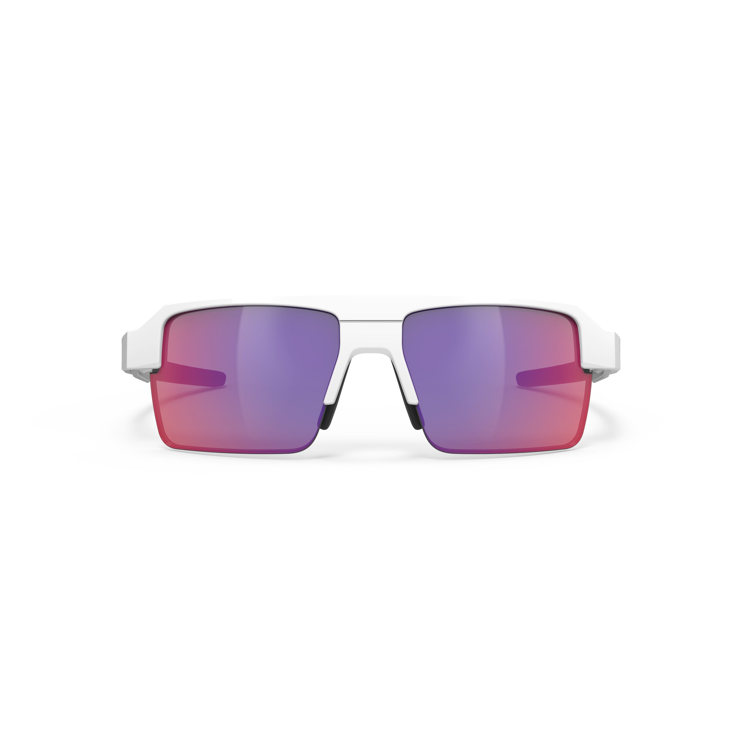 Rudy Project Sirius White Gloss mirrored multilaser red hdr performance sunglasses – front view, alternate angle