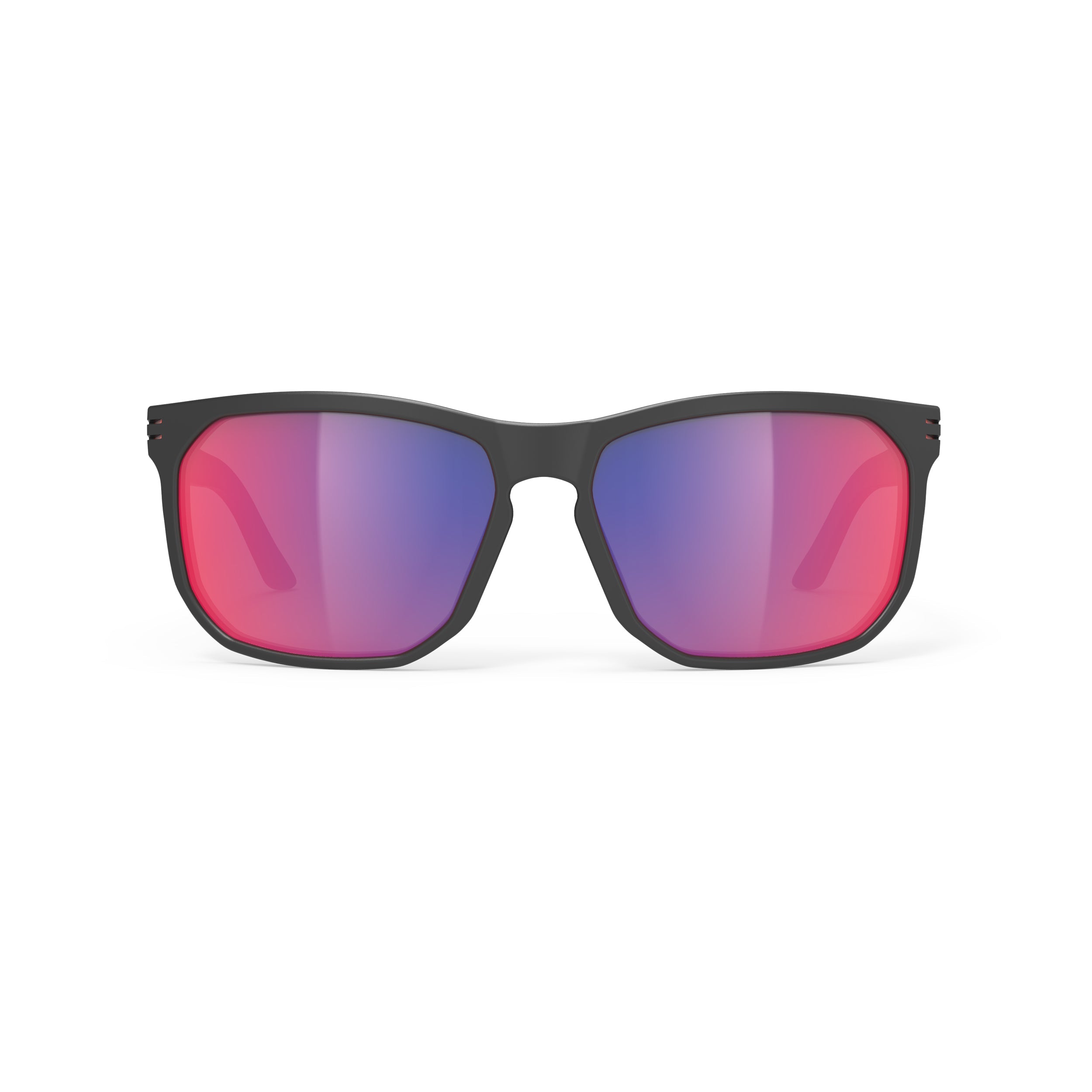 Rudy Project Soundrise Black Matte polarized polar 3fx hdr multilaser red performance sunglasses – front view, alternate angle