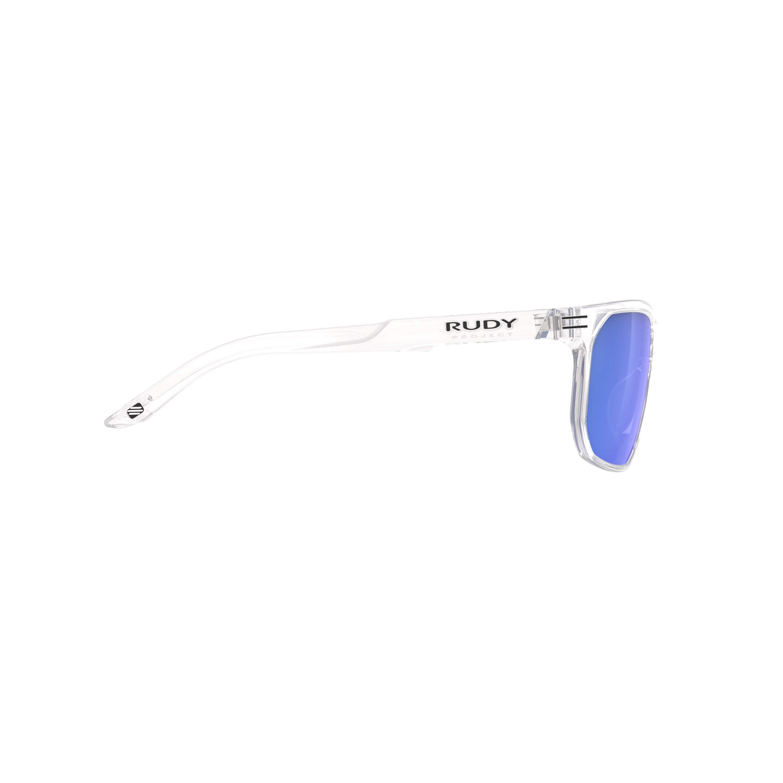 Rudy Project Soundrise Crystal Gloss mirrored multilaser blue hdr performance sunglasses – side view, opposite side