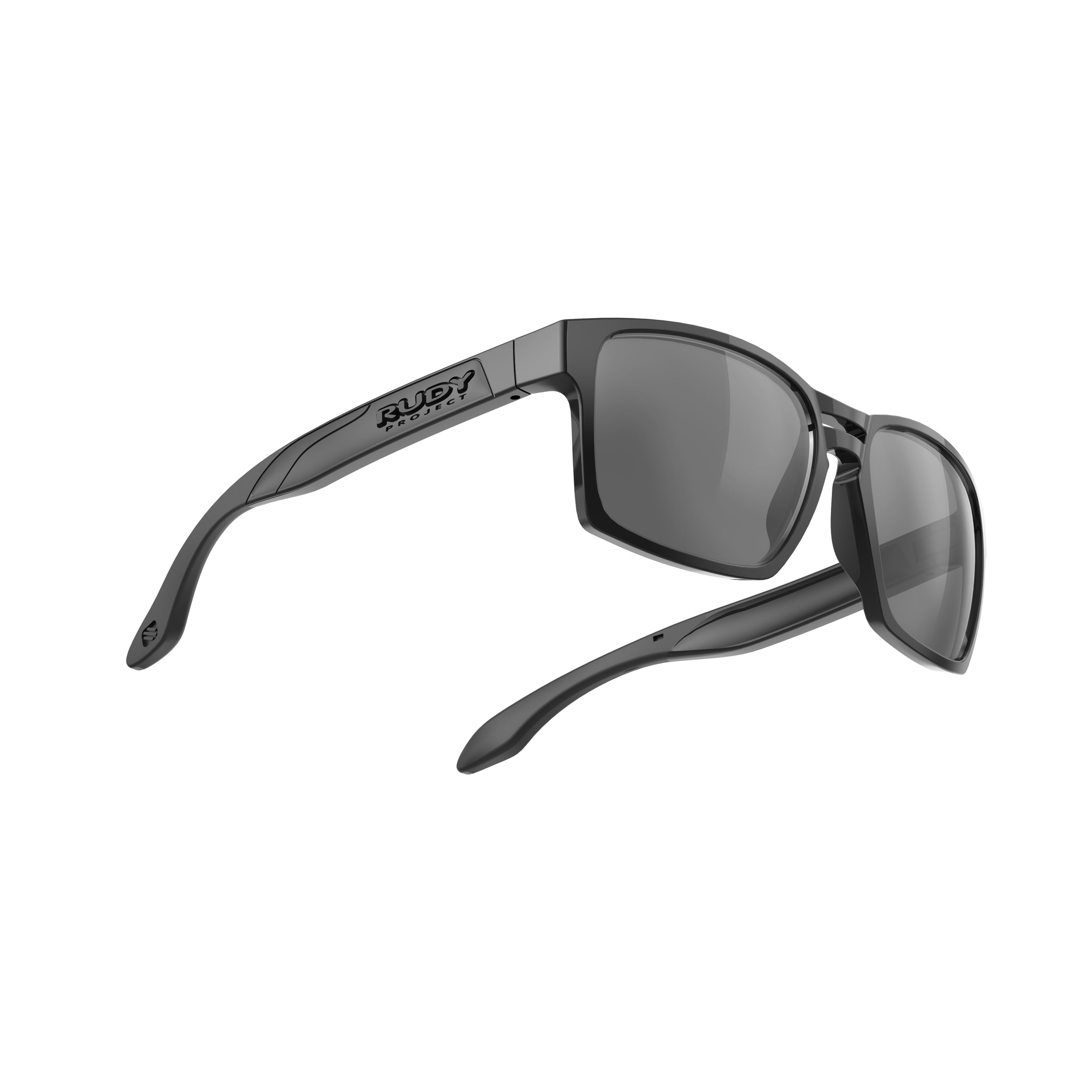 Rudy Project Spinair 57 Black Gloss mirrored smoke black performance sunglasses – side view