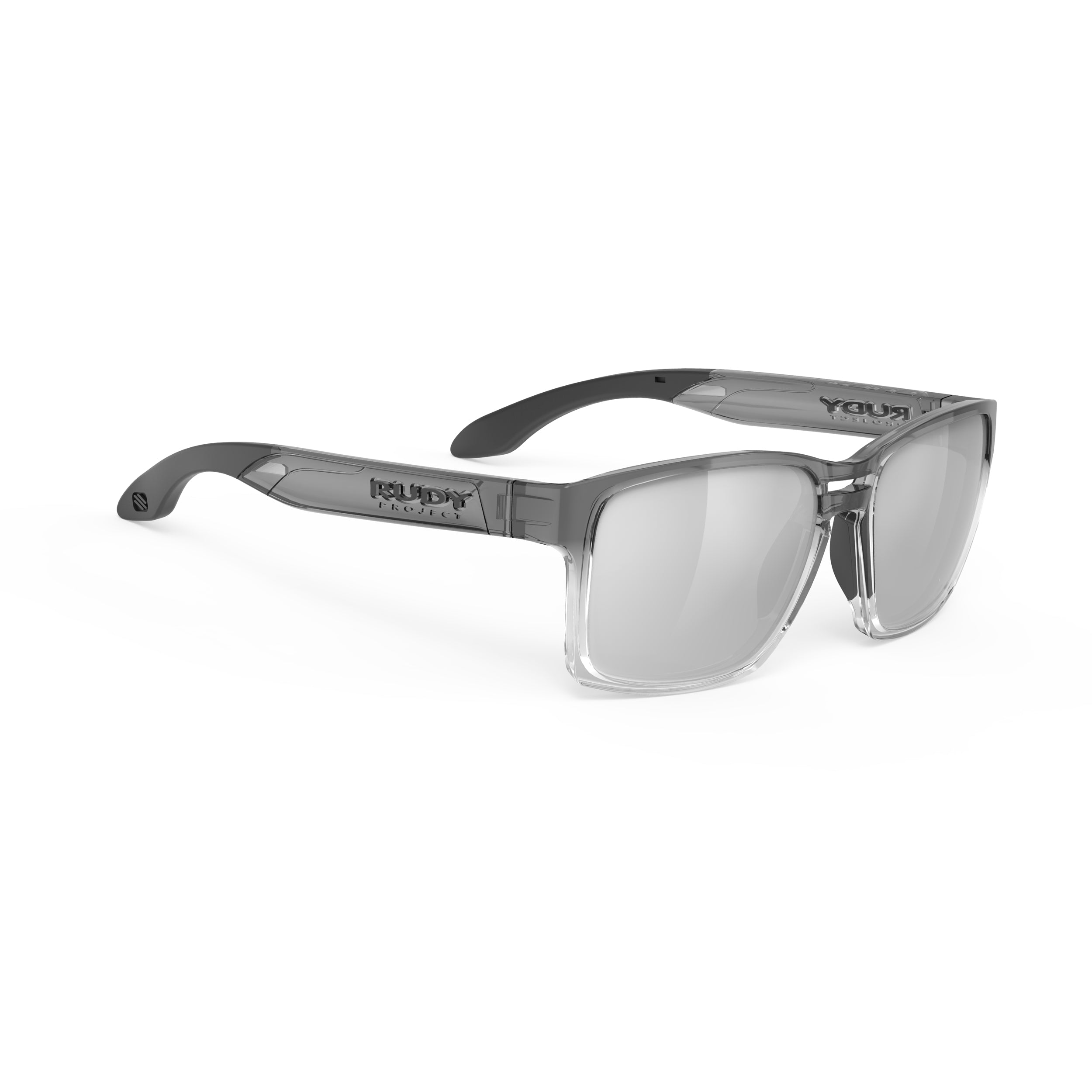 Rudy Project Spinair 57 Crystal Ash Deg mirrored laser black performance sunglasses – front view