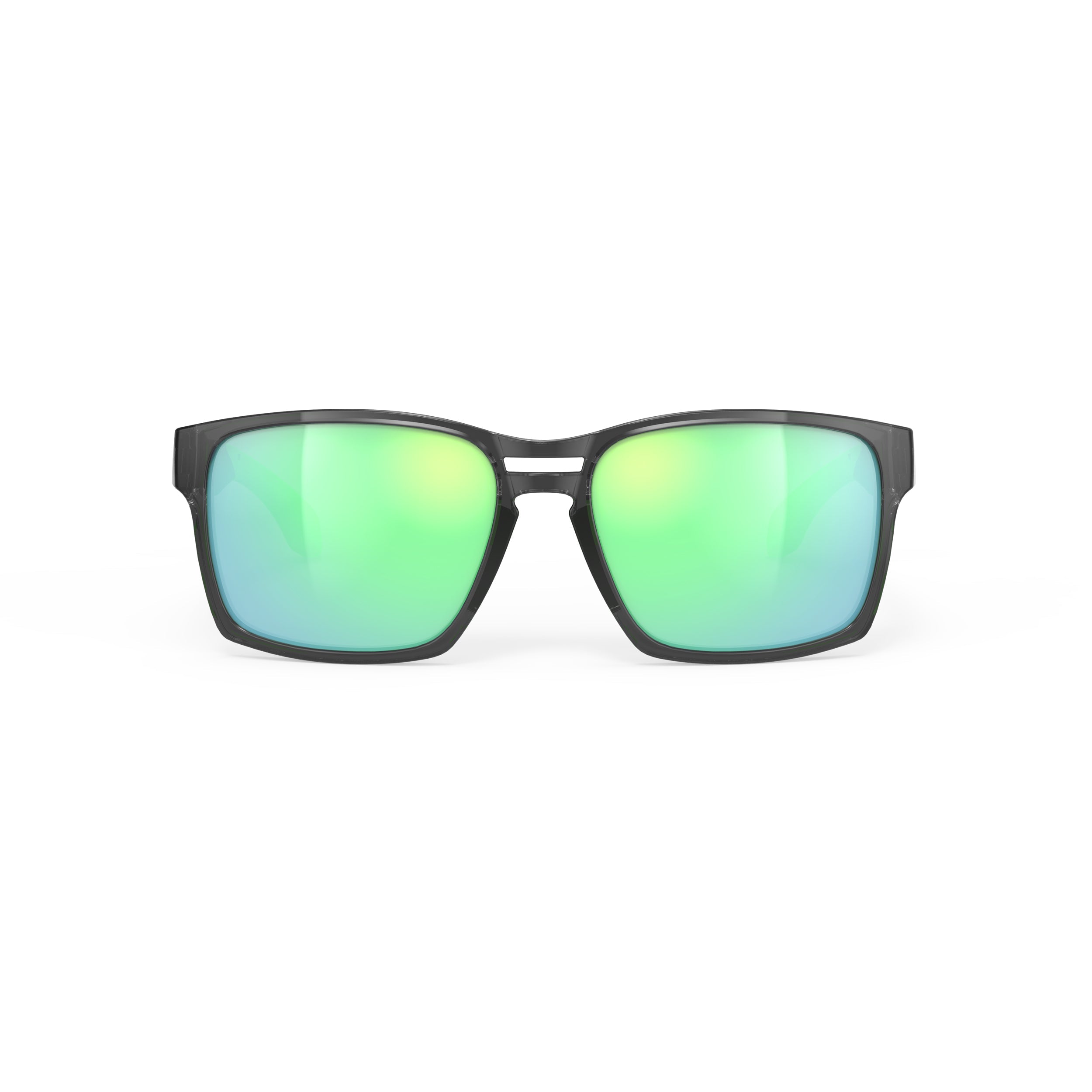 Rudy Project Spinair 57 Crystal Graphite polarized polar 3fx hdr multilaser green performance sunglasses – front view, alternate angle