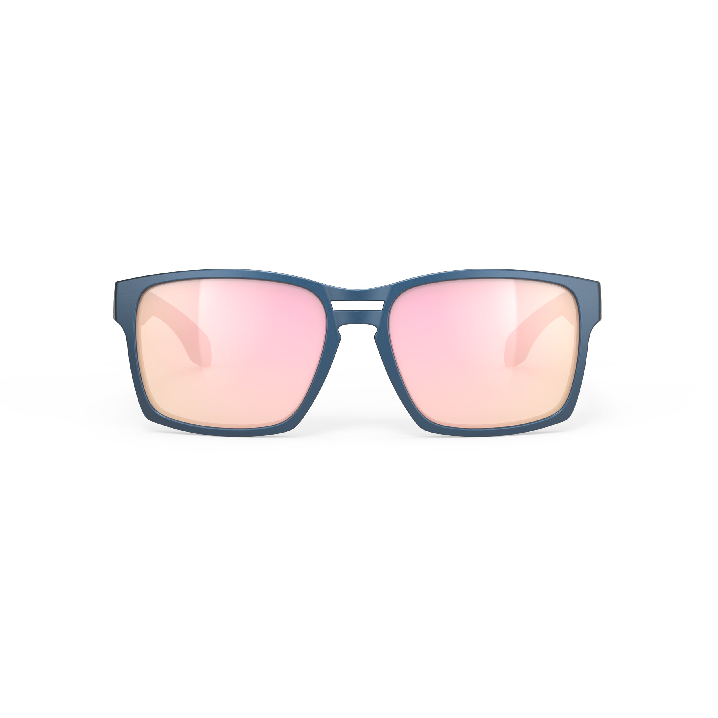 Rudy Project Spinair 57 Metal Night Matte mirrored multilaser rose gold performance sunglasses – front view, alternate angle
