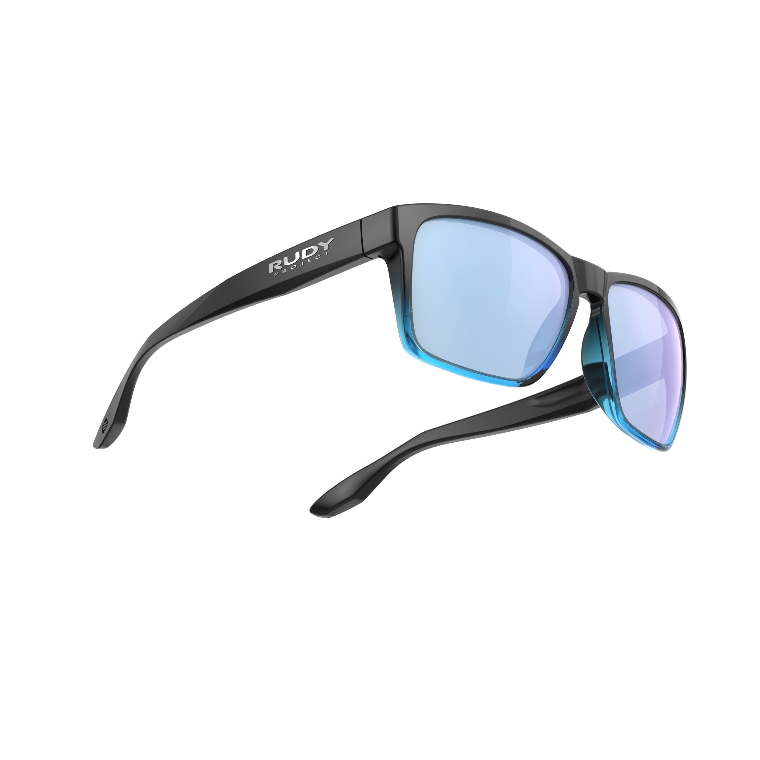 Rudy Project Spinhawk Edge Black Fade Crystal Azur Gloss mirrored multilaser ice performance sunglasses – side view