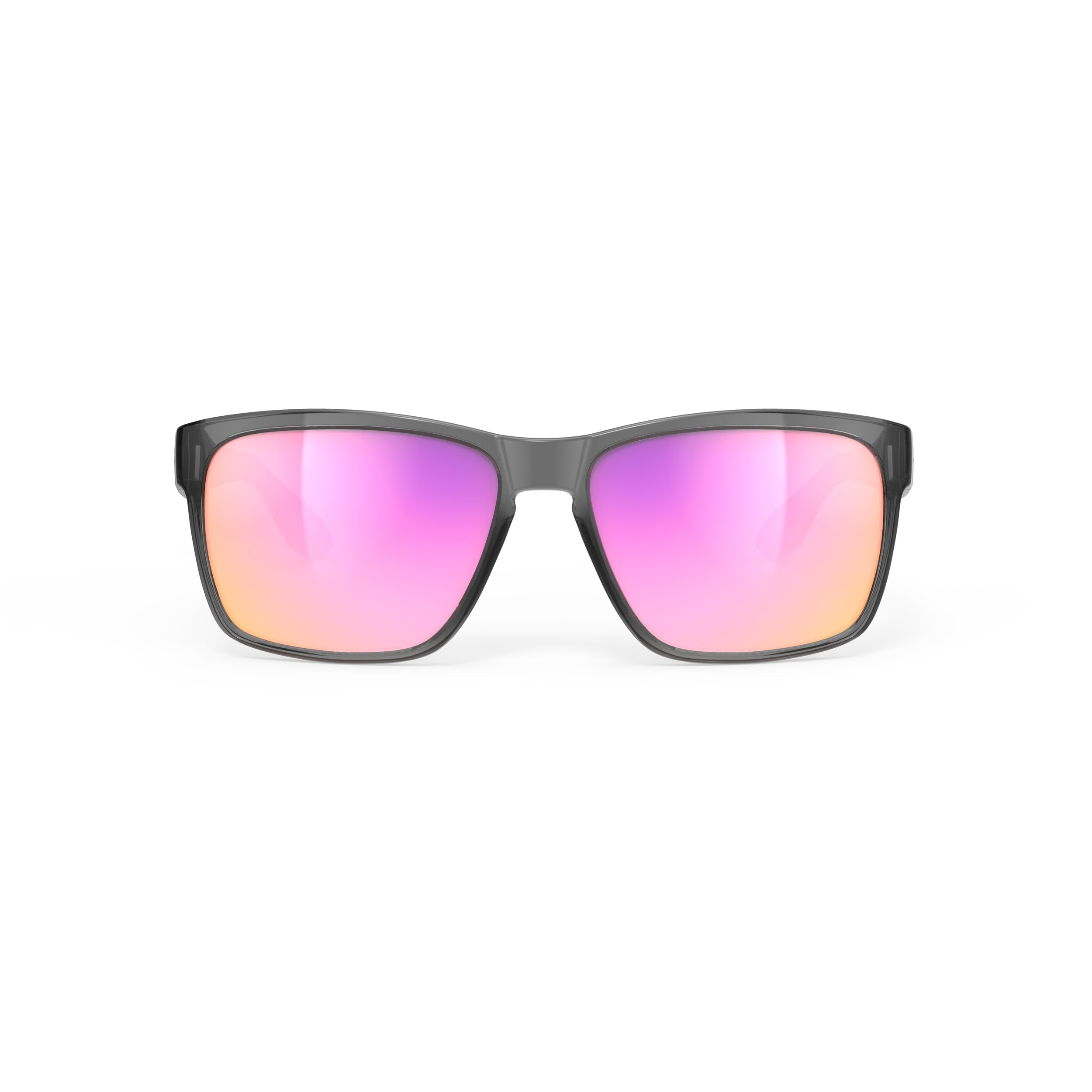 Rudy Project Spinhawk Edge Crystal Ash Gloss mirrored multilaser sunset performance sunglasses – front view, alternate angle
