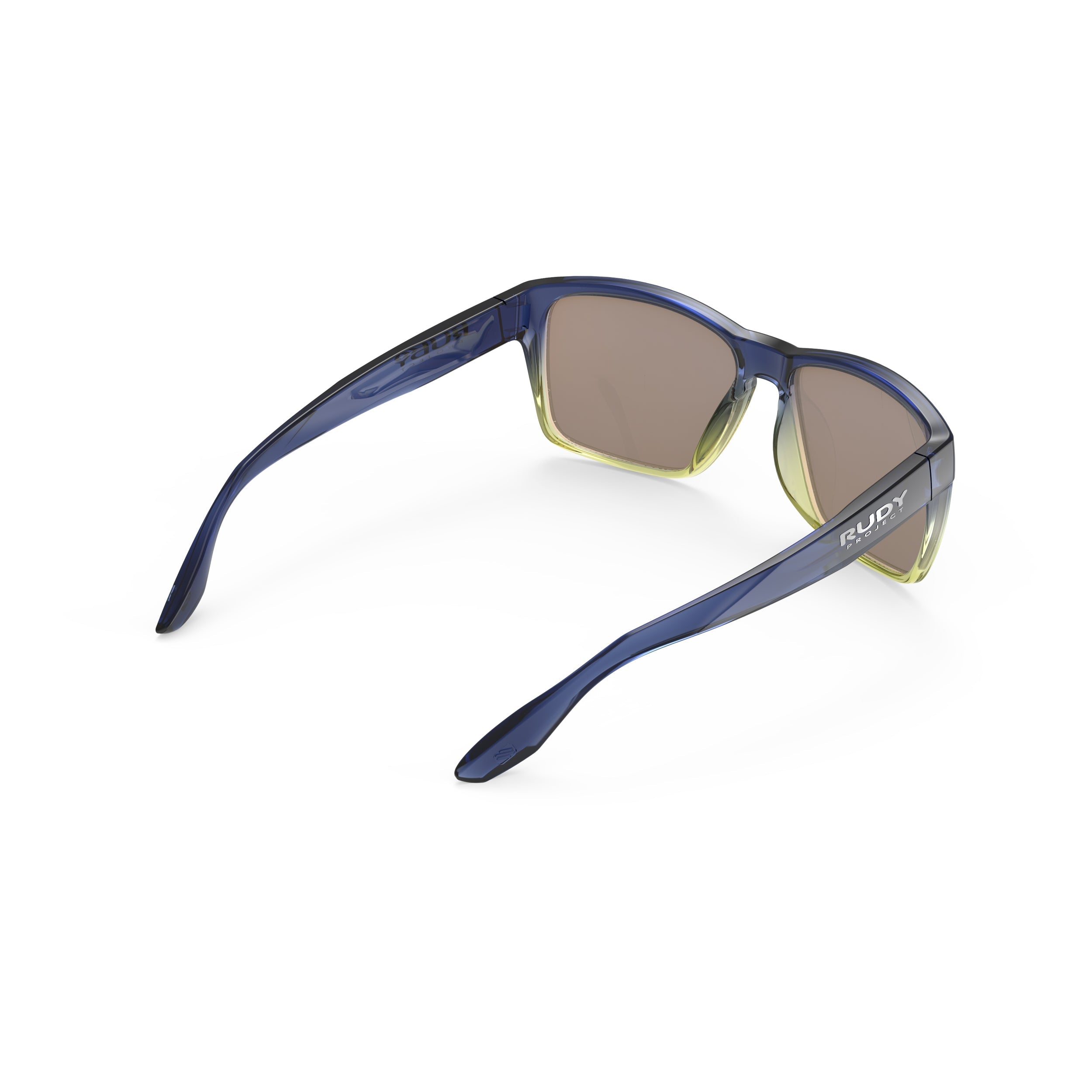 Rudy Project Spinhawk Edge Crystal Blue Avio Apple Green Fade Gloss mirrored multilaser yellow performance sunglasses – rear view
