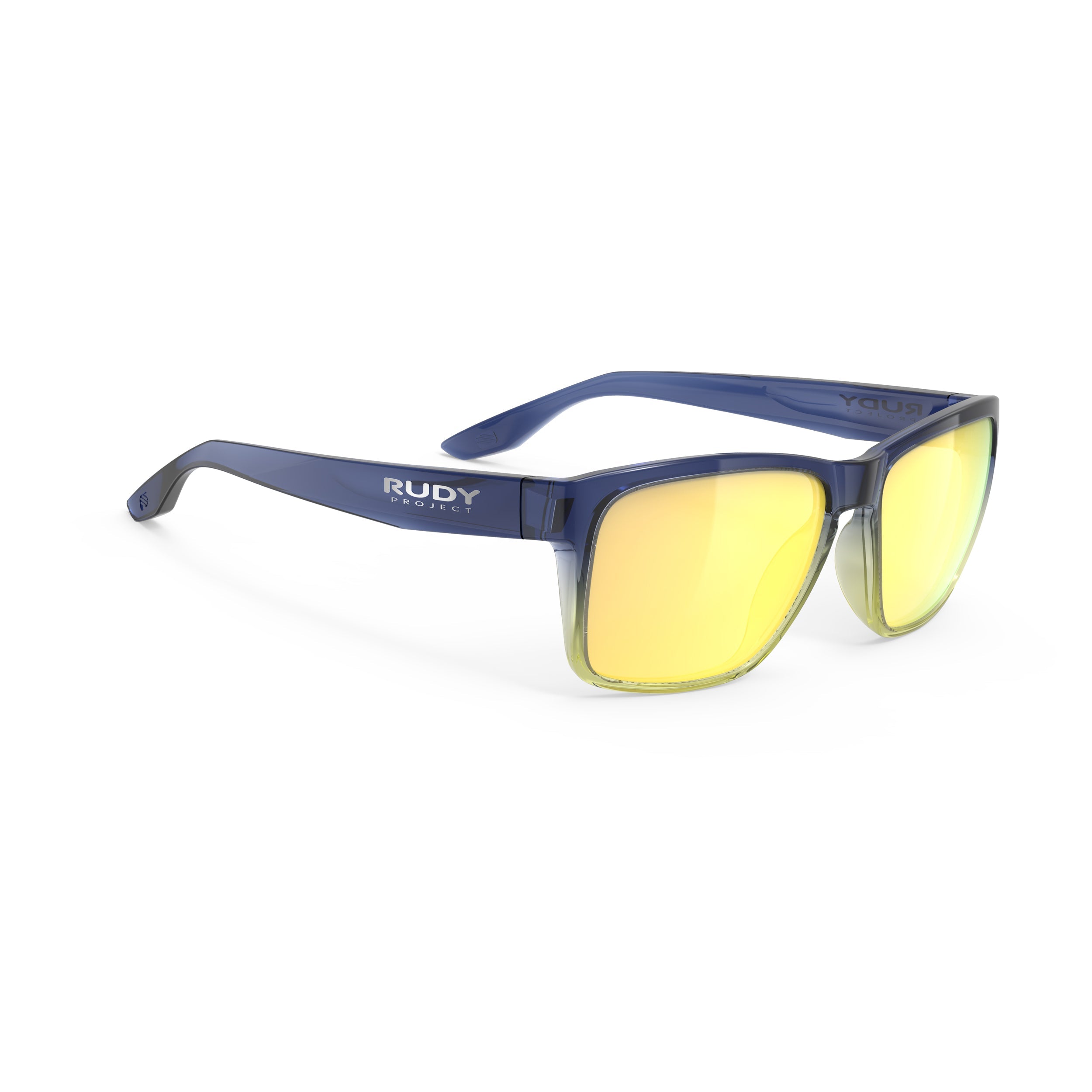 Rudy Project Spinhawk Edge Crystal Blue Avio Apple Green Fade Gloss mirrored multilaser yellow performance sunglasses – front view