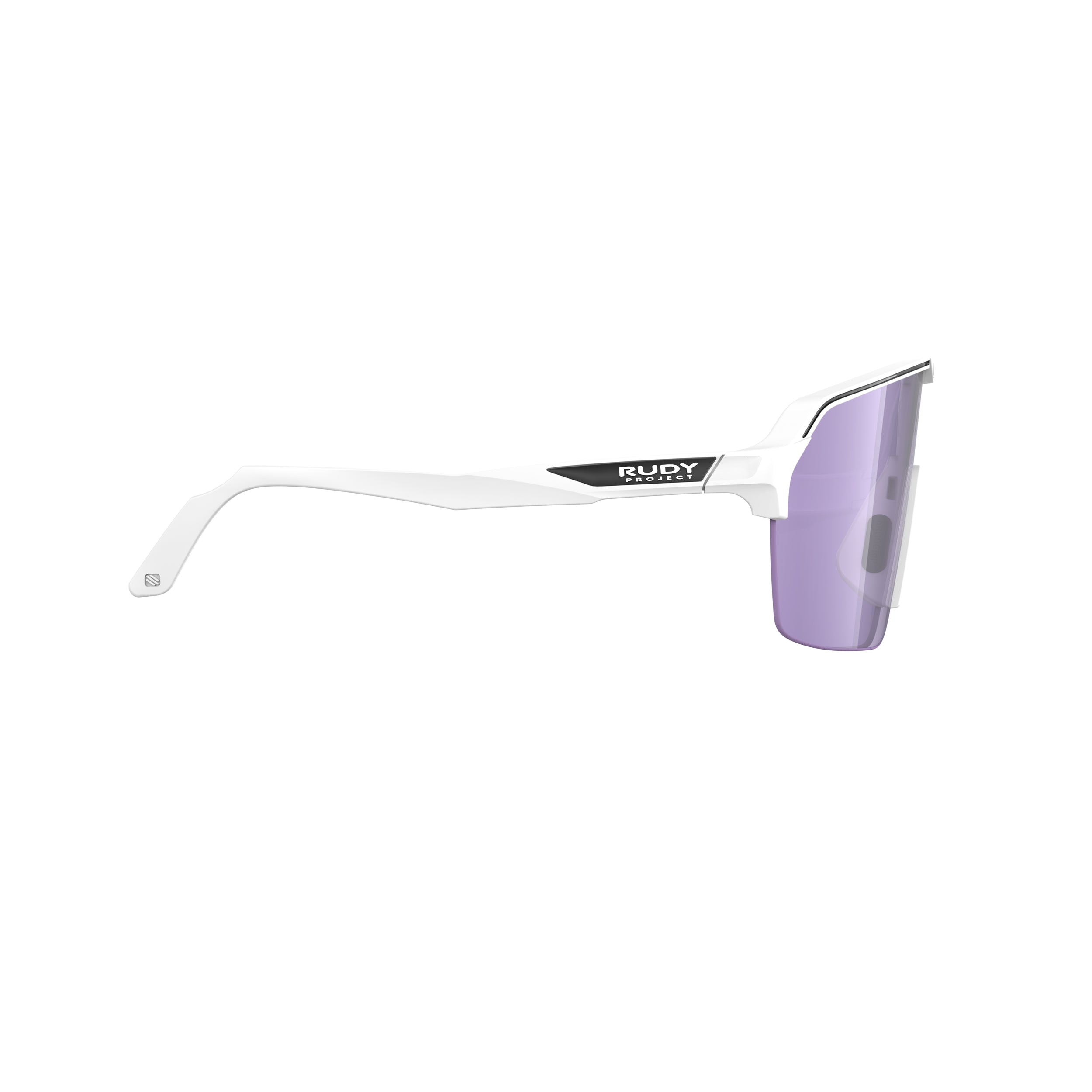 Rudy Project Spinshield Air White Matte Photochromic Laser Purple Performance Sunglasses – Front View, side view, opposite side