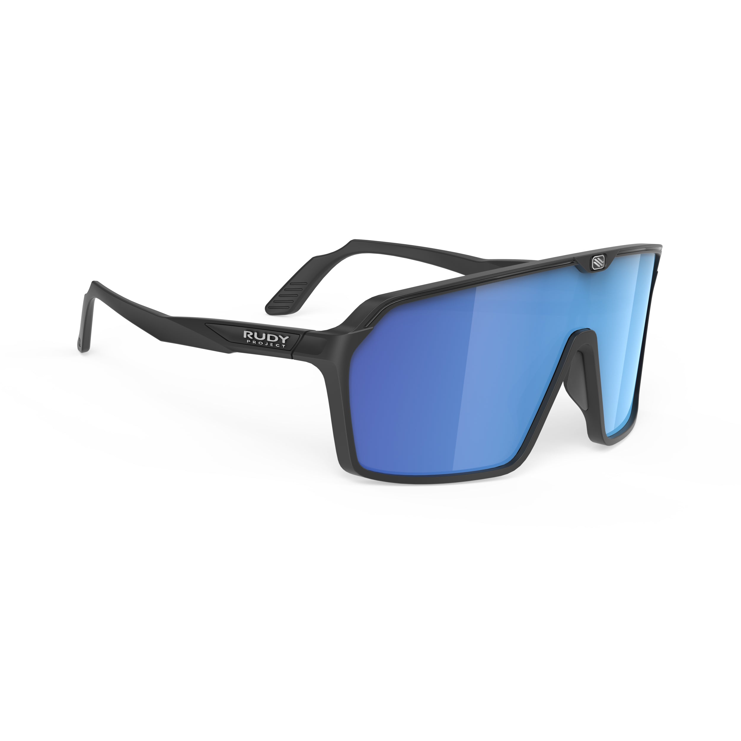 Rudy Project Spinshield Black Matte Multilaser Blue Performance Sunglasses – Front View