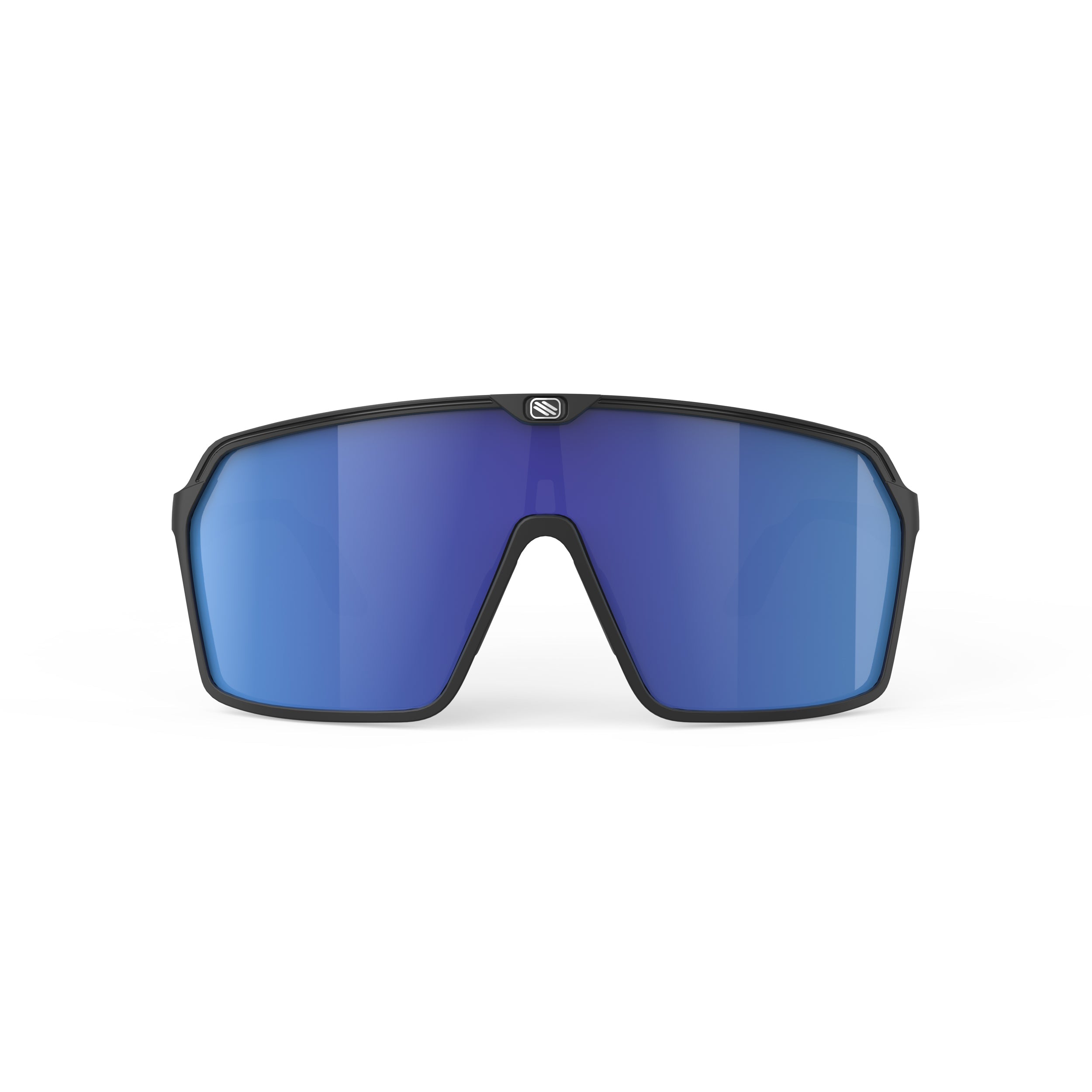 Rudy Project Spinshield Black Matte Multilaser Blue Performance Sunglasses – Front View, front view, alternate angle