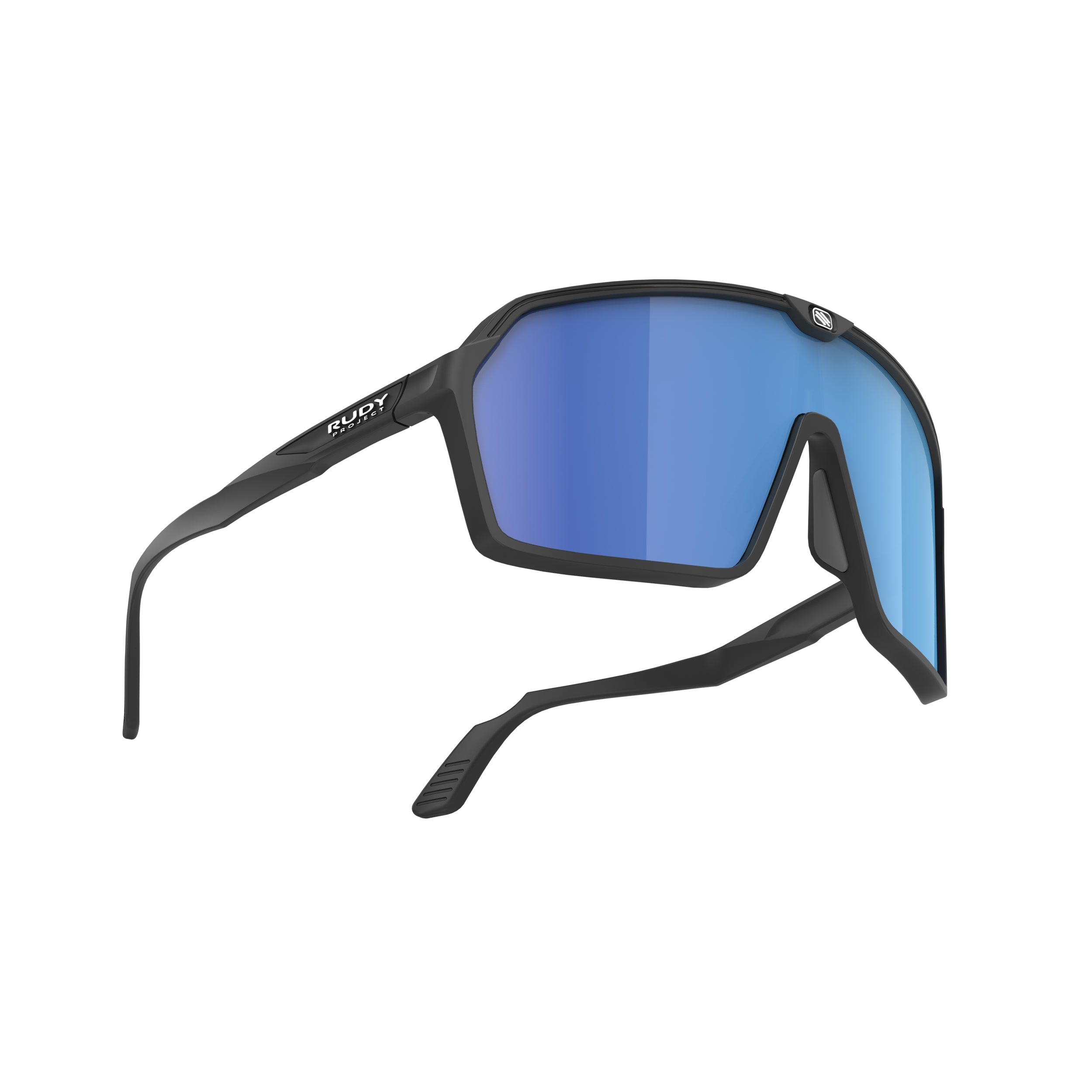 Rudy Project Spinshield Black Matte Multilaser Blue Performance Sunglasses – Front View, side view