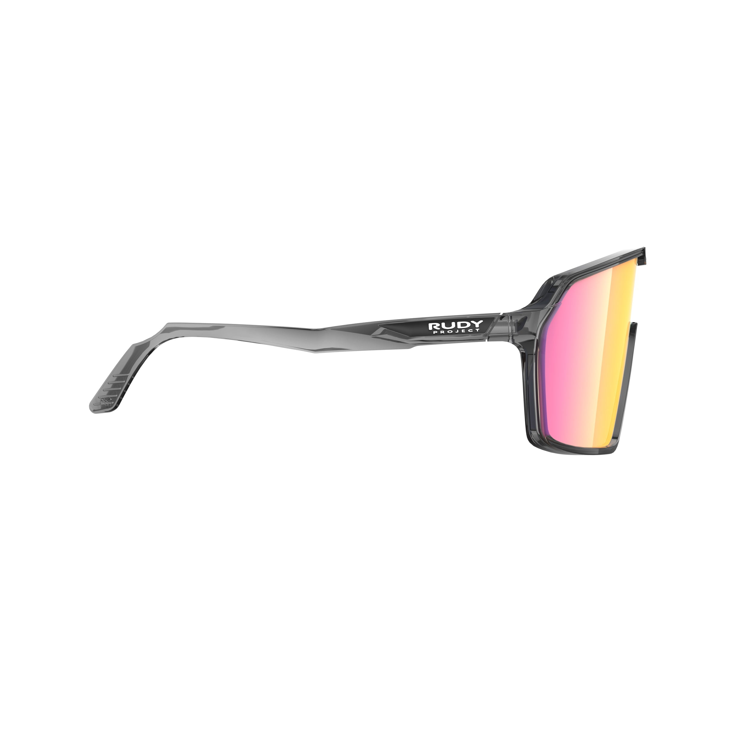 Rudy Project Spinshield Crystal Ash Multilaser Sunset Performance Sunglasses – Front View, side view, opposite side