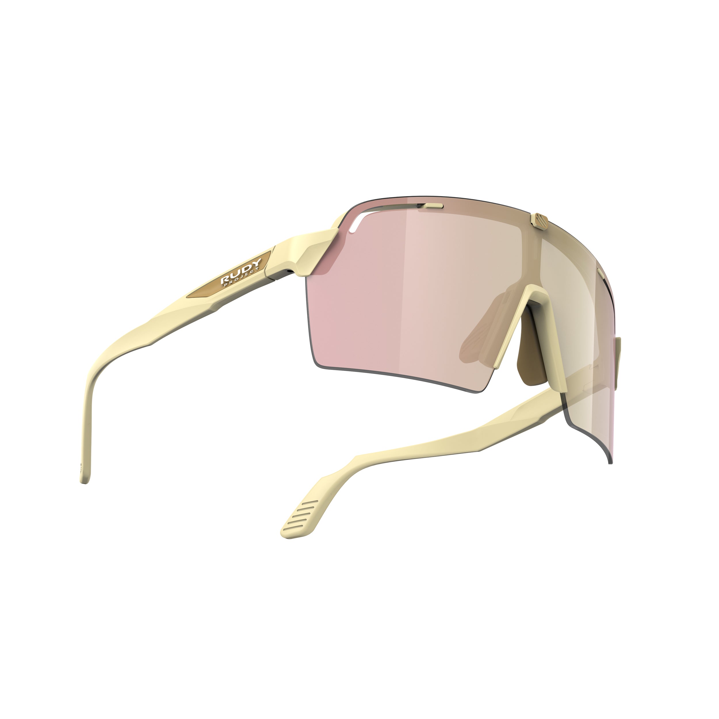 Rudy Project Spinshield Pro Vanilla Matte Mirrored Multilaser Rosegold Performance Sunglasses – side view