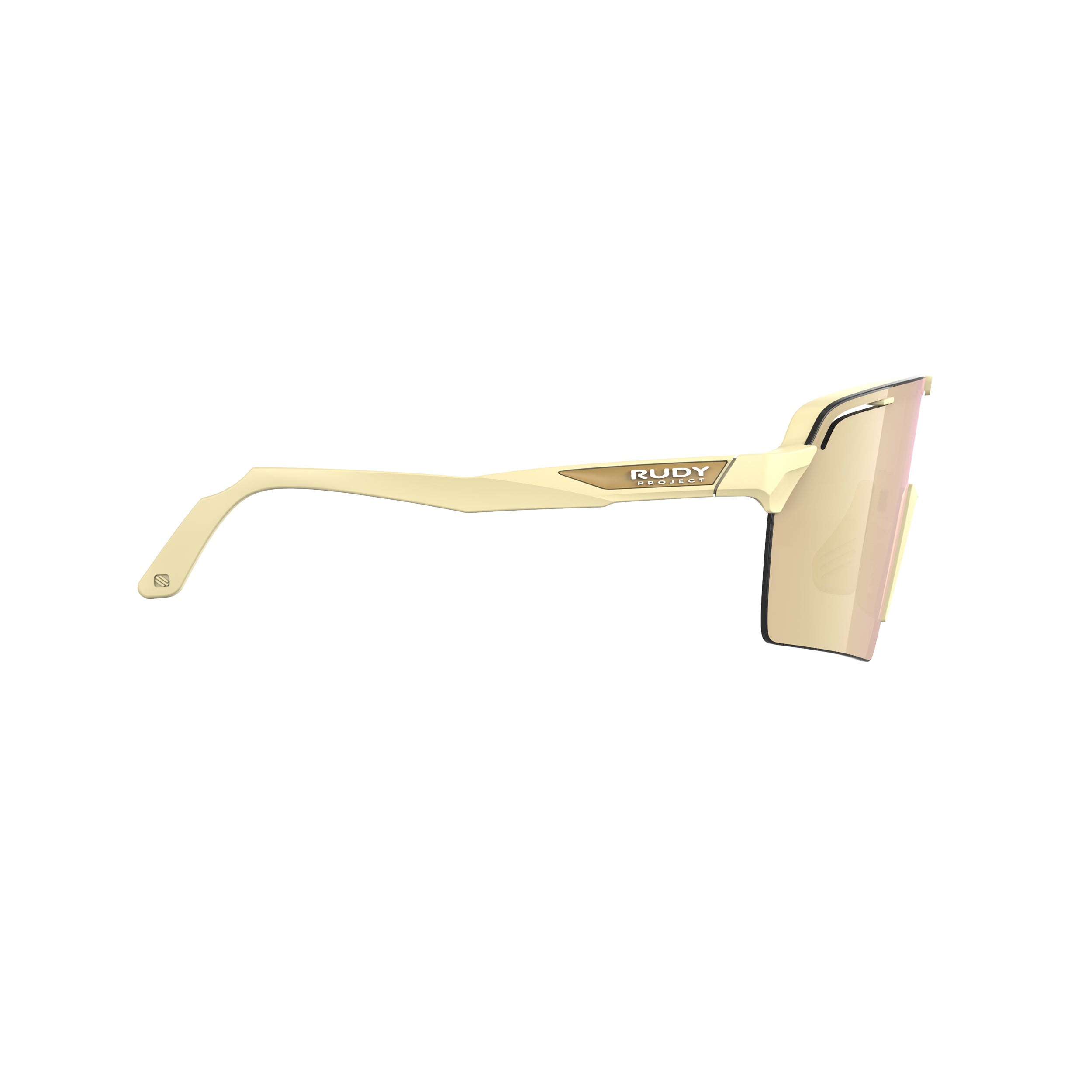 Rudy Project Spinshield Pro Vanilla Matte Mirrored Multilaser Rosegold Performance Sunglasses – side view, opposite side