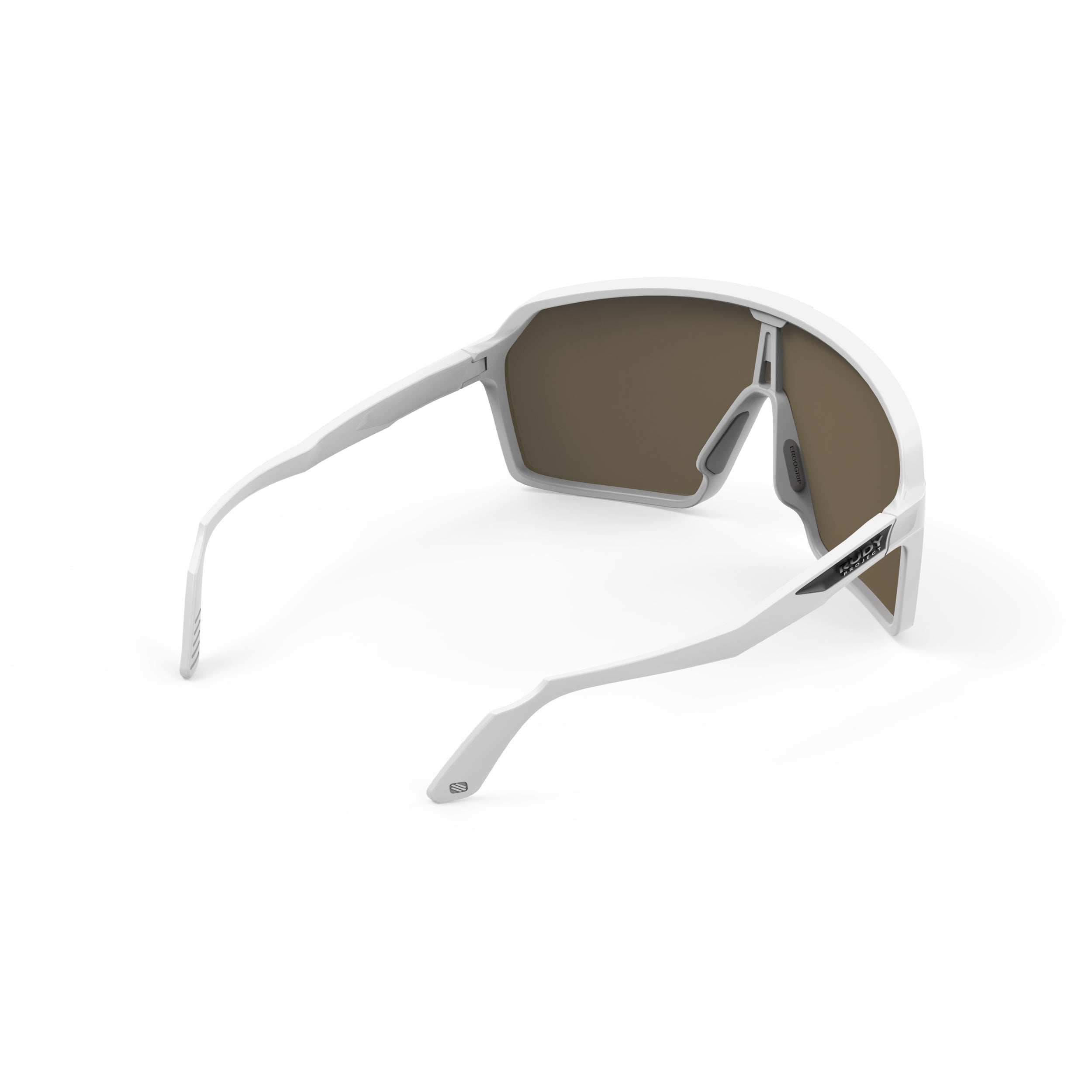 Rudy Project Spinshield White Matte Multilaser Gold Performance Sunglasses – Front View, rear view