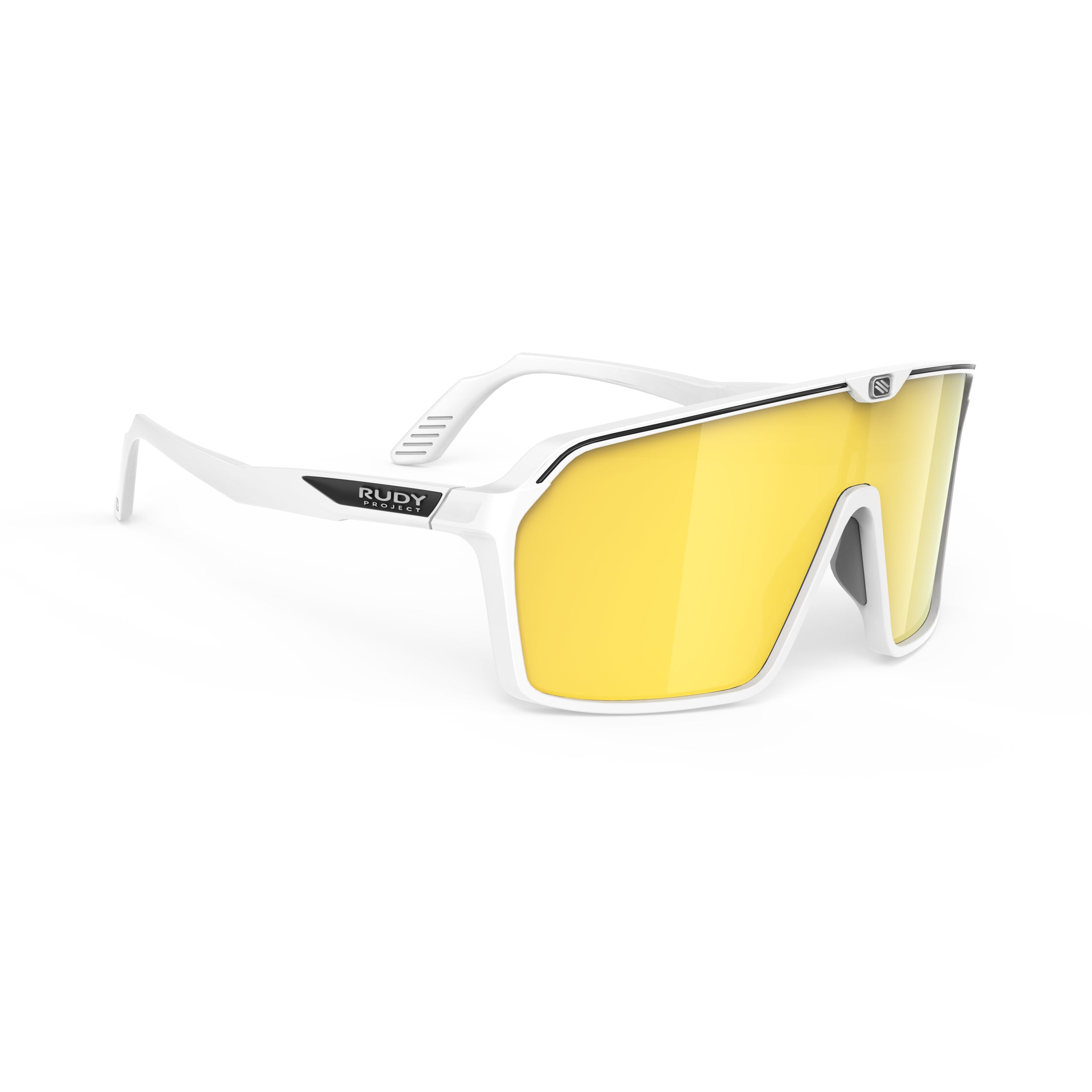 Rudy Project Spinshield White Matte Multilaser Gold Performance Sunglasses – Front View