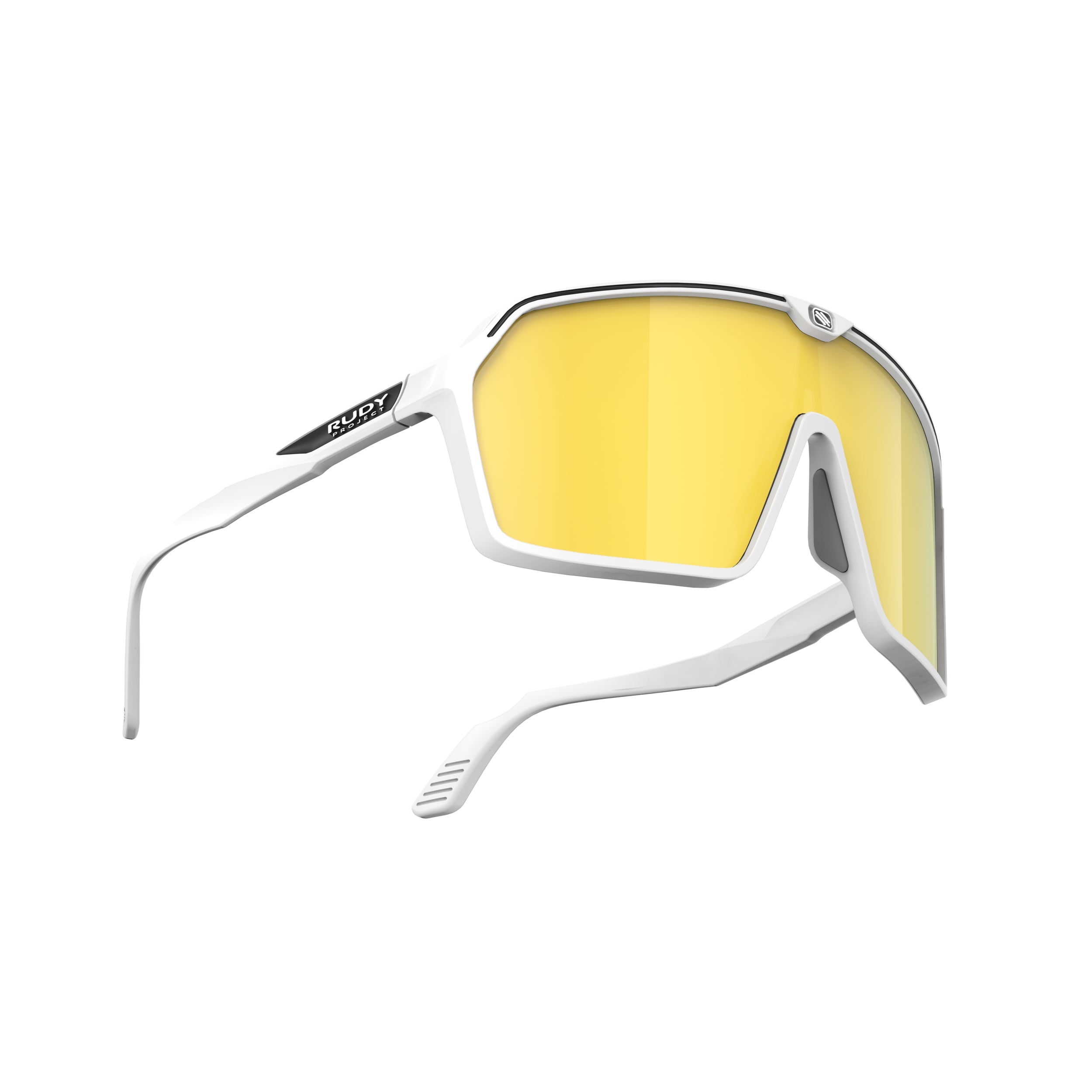 Rudy Project Spinshield White Matte Multilaser Gold Performance Sunglasses – Front View, side view