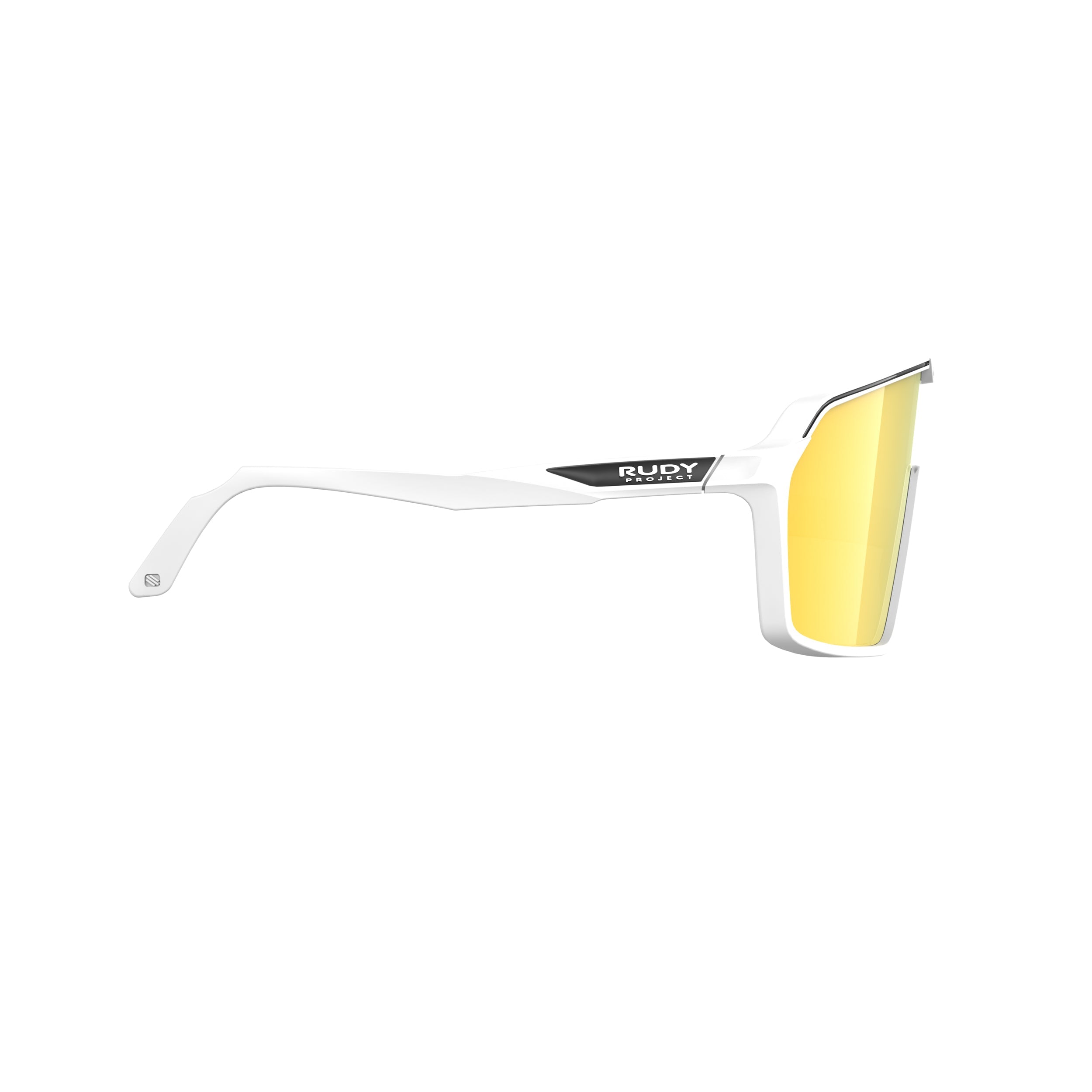 Rudy Project Spinshield White Matte Multilaser Gold Performance Sunglasses – Front View, side view, opposite side