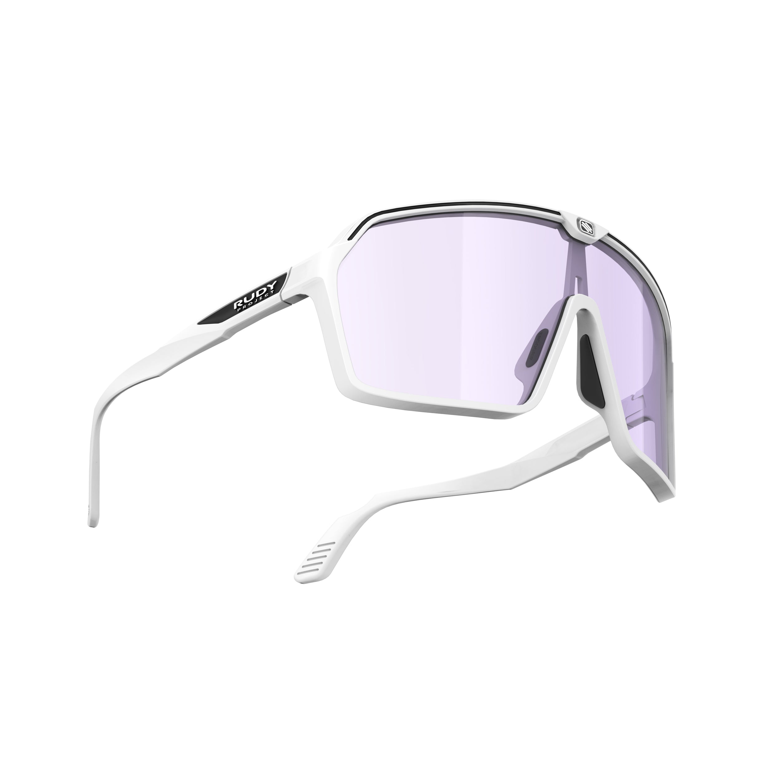 Rudy Project Spinshield White Matte Photochromic Laser Purple Performance Sunglasses – Front View, side view