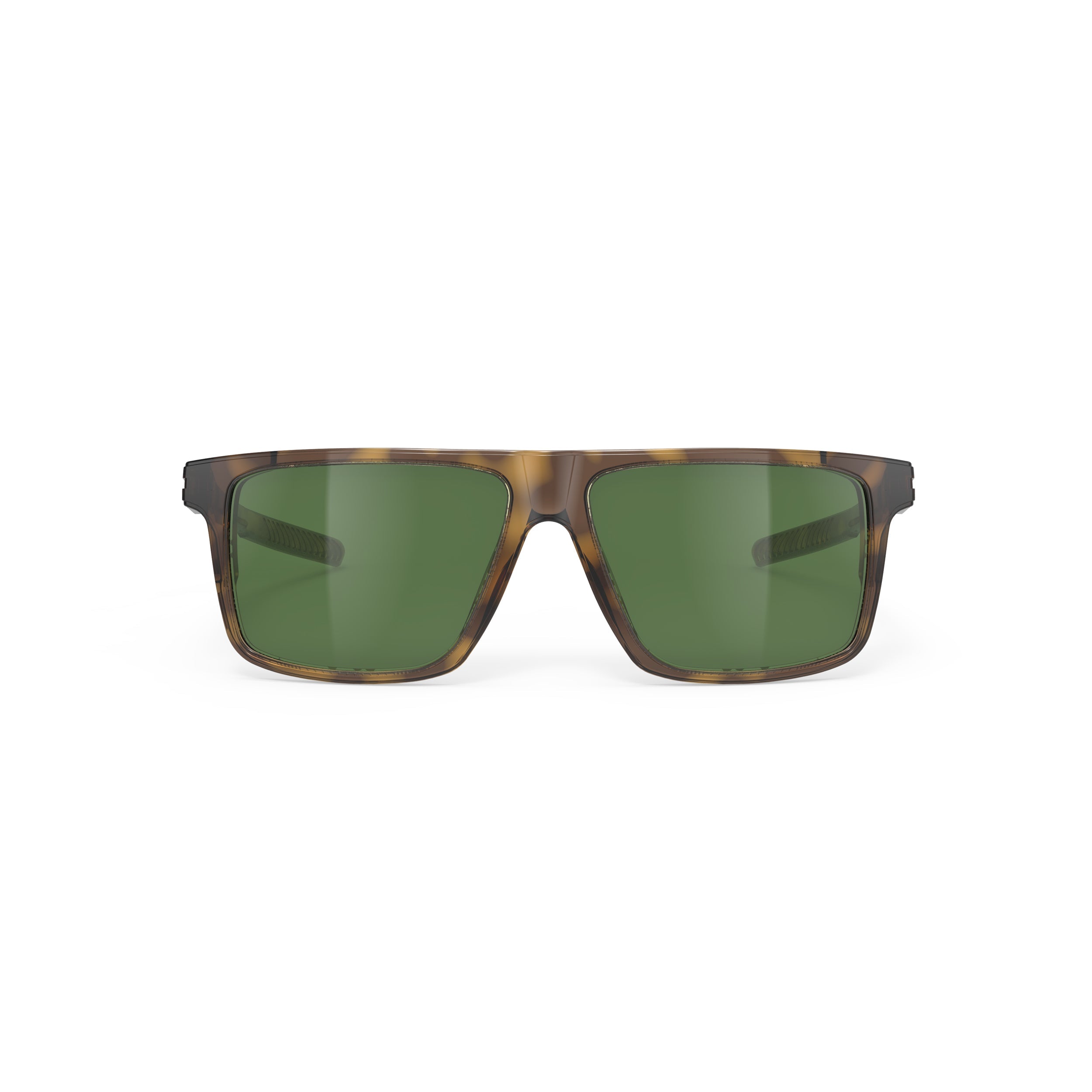 Rudy Project Stellar Demi Brown Gloss mirrored green performance sunglasses – front view, alternate angle