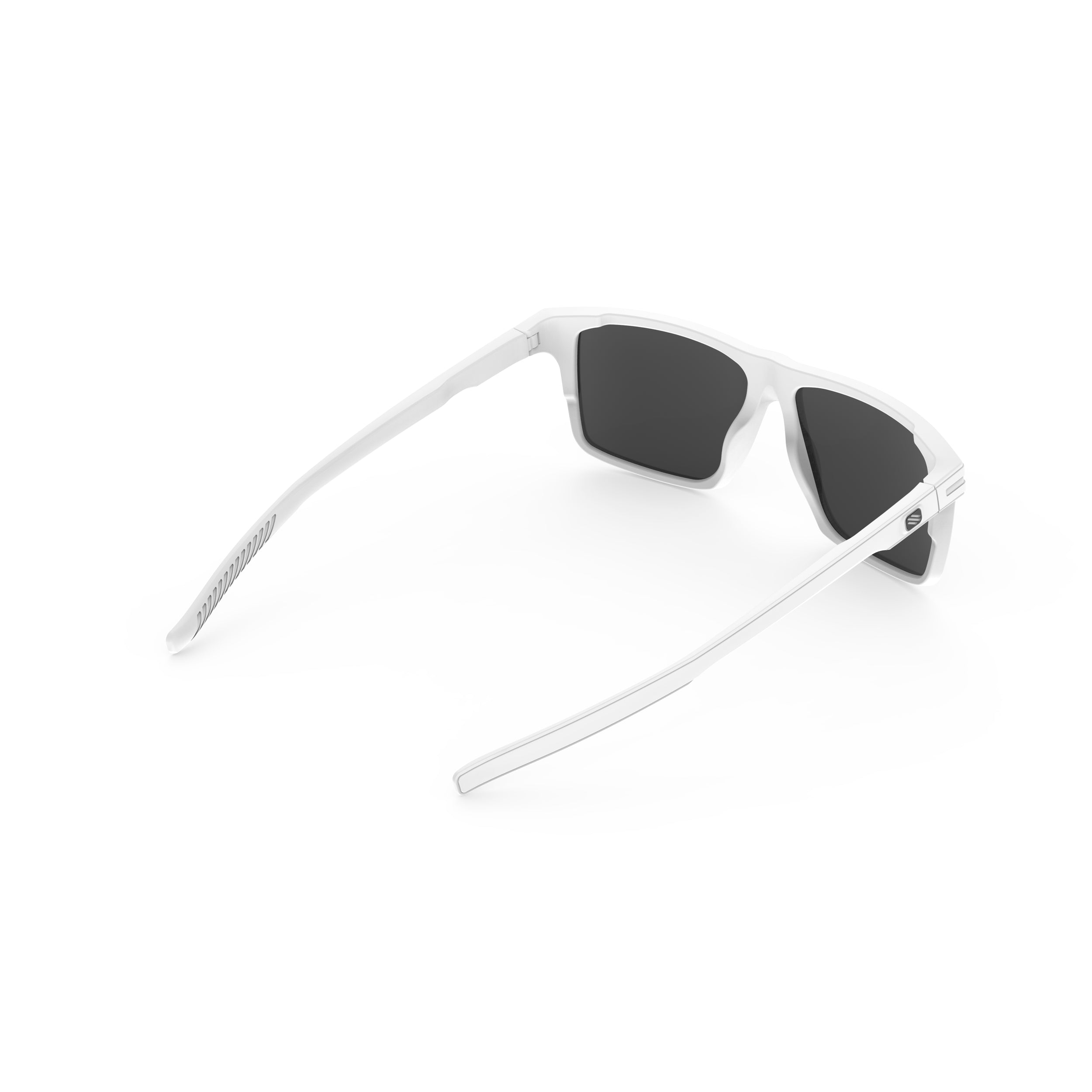 Rudy Project Stellar White Matte mirrored smoke black performance sunglasses – rear view