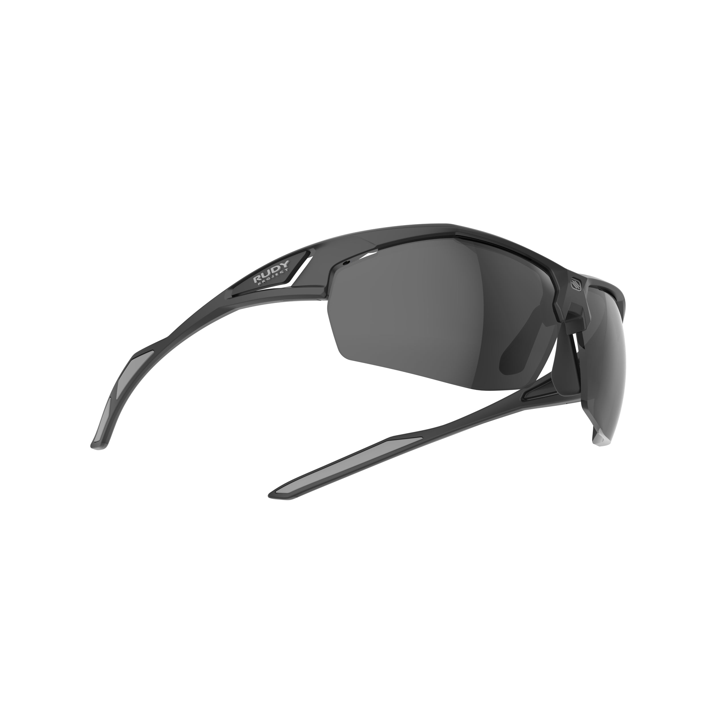 Rudy Project Sydus Black Matte mirrored smoke black performance sunglasses – side view
