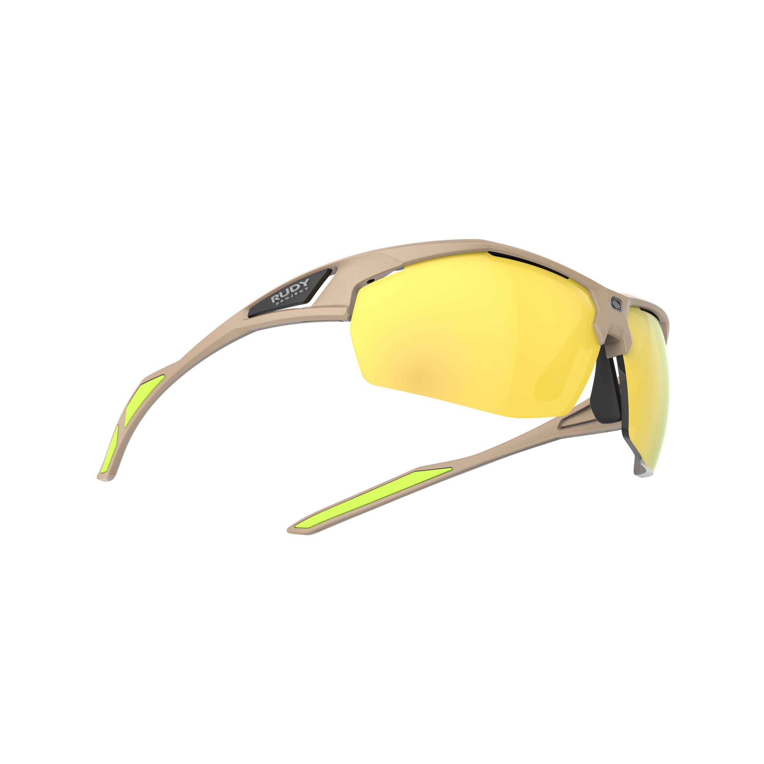 Rudy Project Sydus Desert Matte mirrored multilaser yellow performance sunglasses – side view