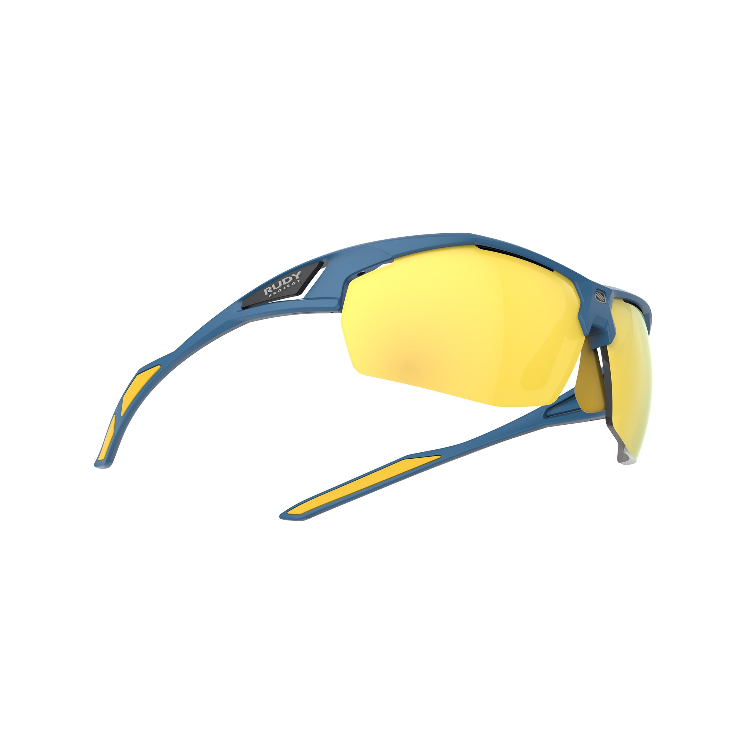 Rudy Project Sydus Pacific Blue Matte mirrored multilaser yellow performance sunglasses – side view