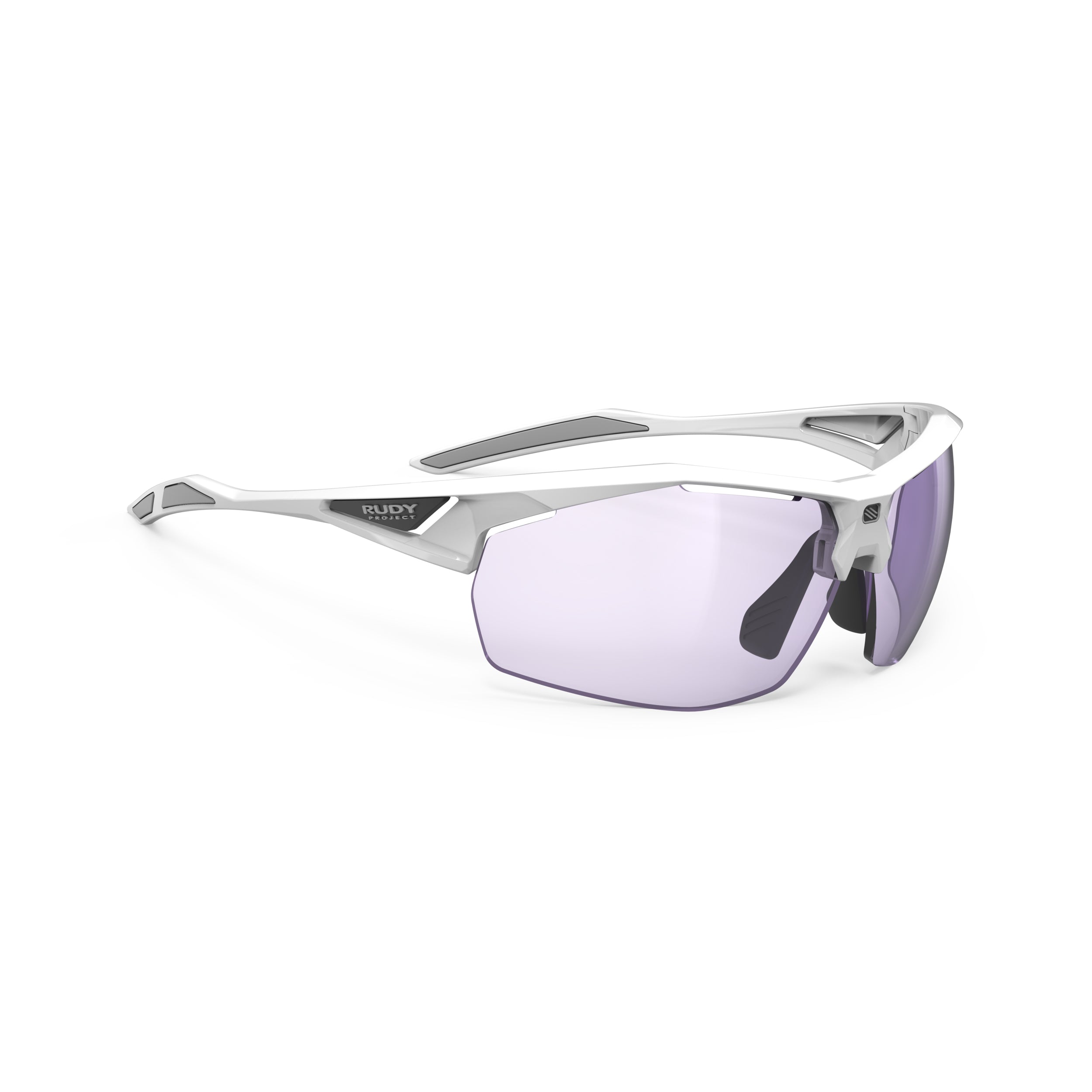 Rudy Project Sydus White Gloss photochromic laser purple hdr performance sunglasses – front view
