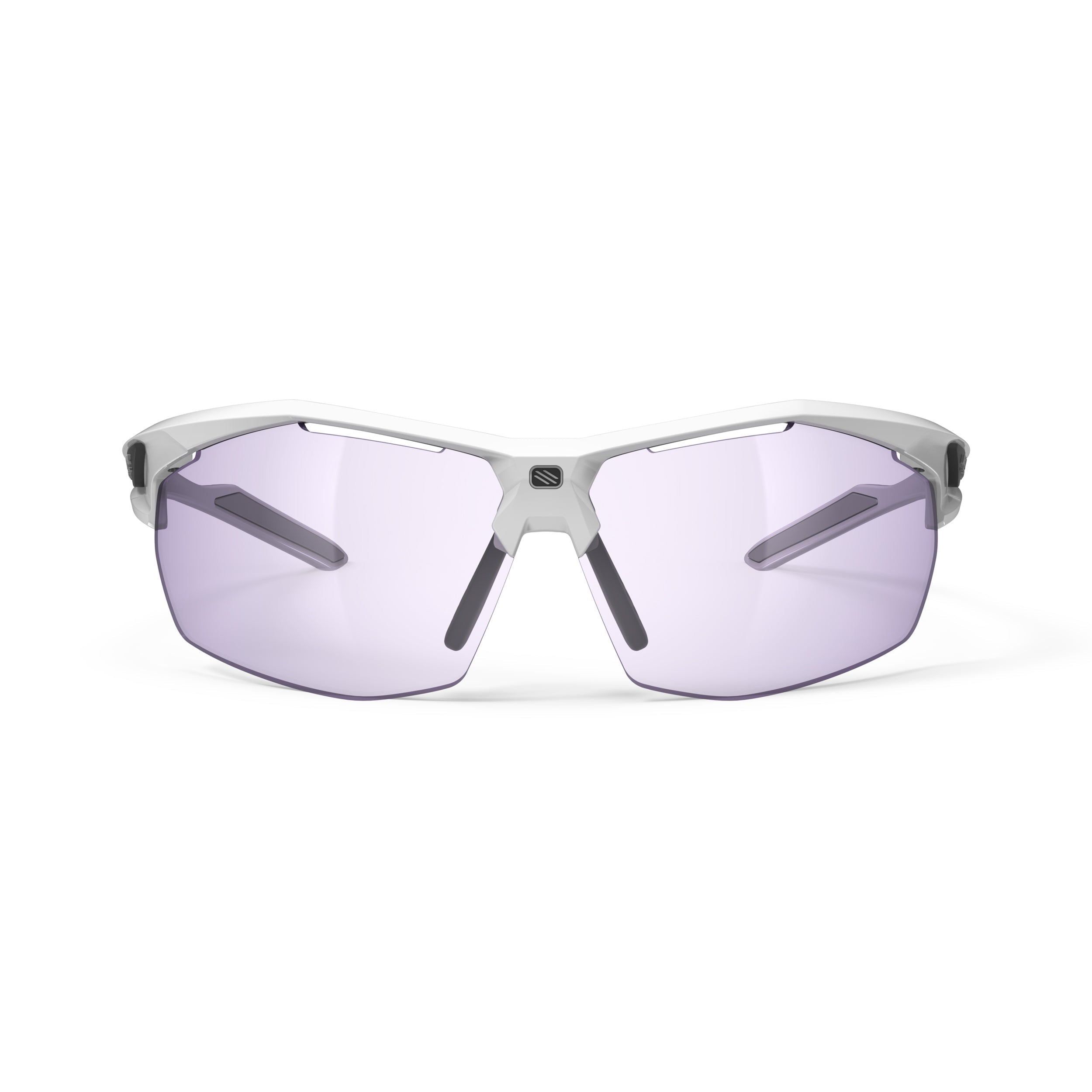 Rudy Project Sydus White Gloss photochromic laser purple hdr performance sunglasses – front view, alternate angle