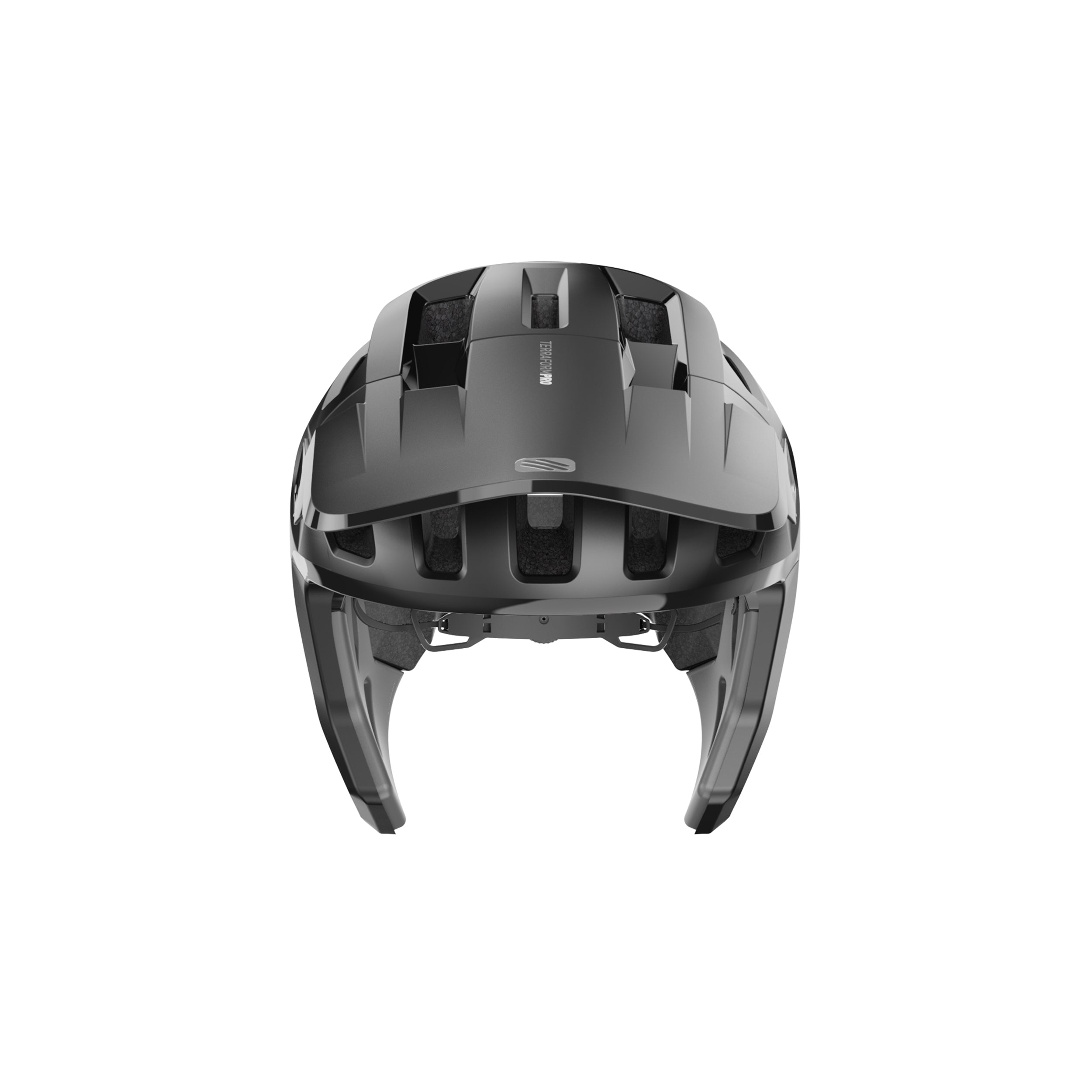 Rudy Project Terraform Pro Black/Grey Matte cycling helmet – front view, alternate angle