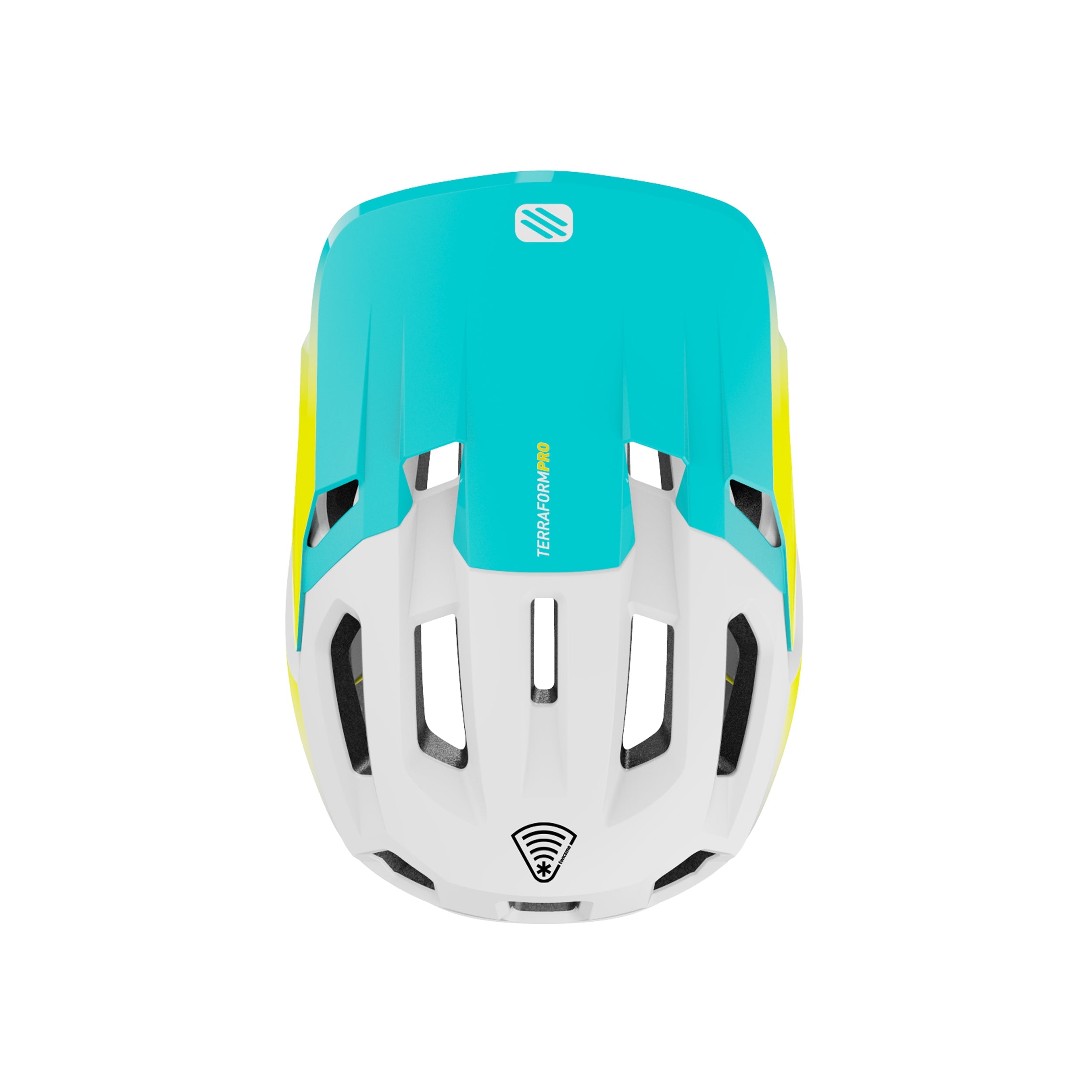 Rudy Project Terraform Pro Emerald/Yellow Matte cycling helmet – top view