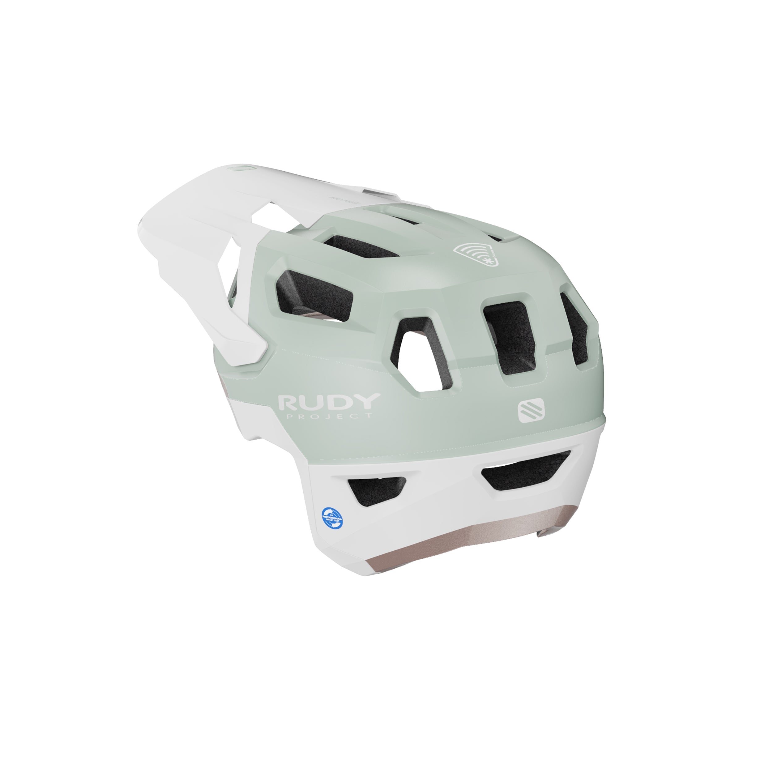 Rudy Project Terraform White/Mint/Gold Matte cycling helmet – rear view