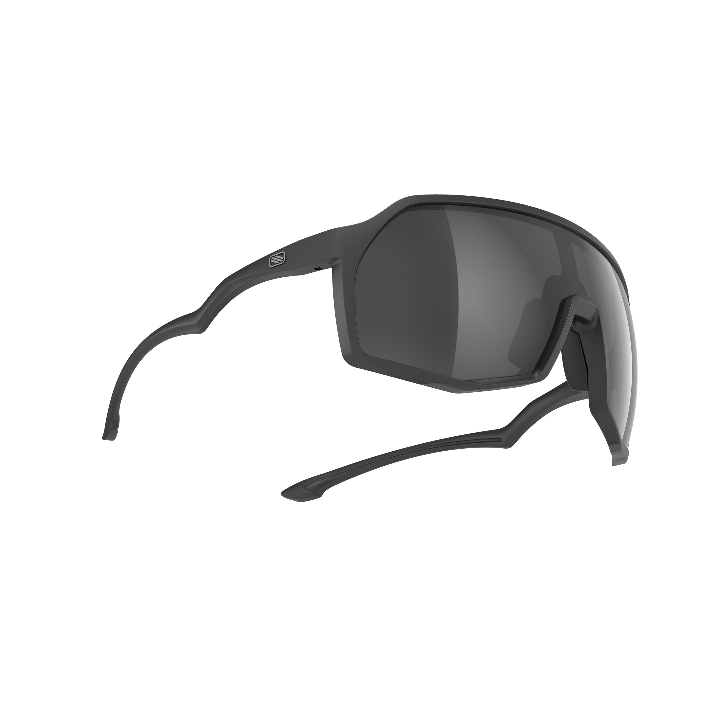 Rudy Project Thunder Black Matte mirrored smoke black performance sunglasses – side view