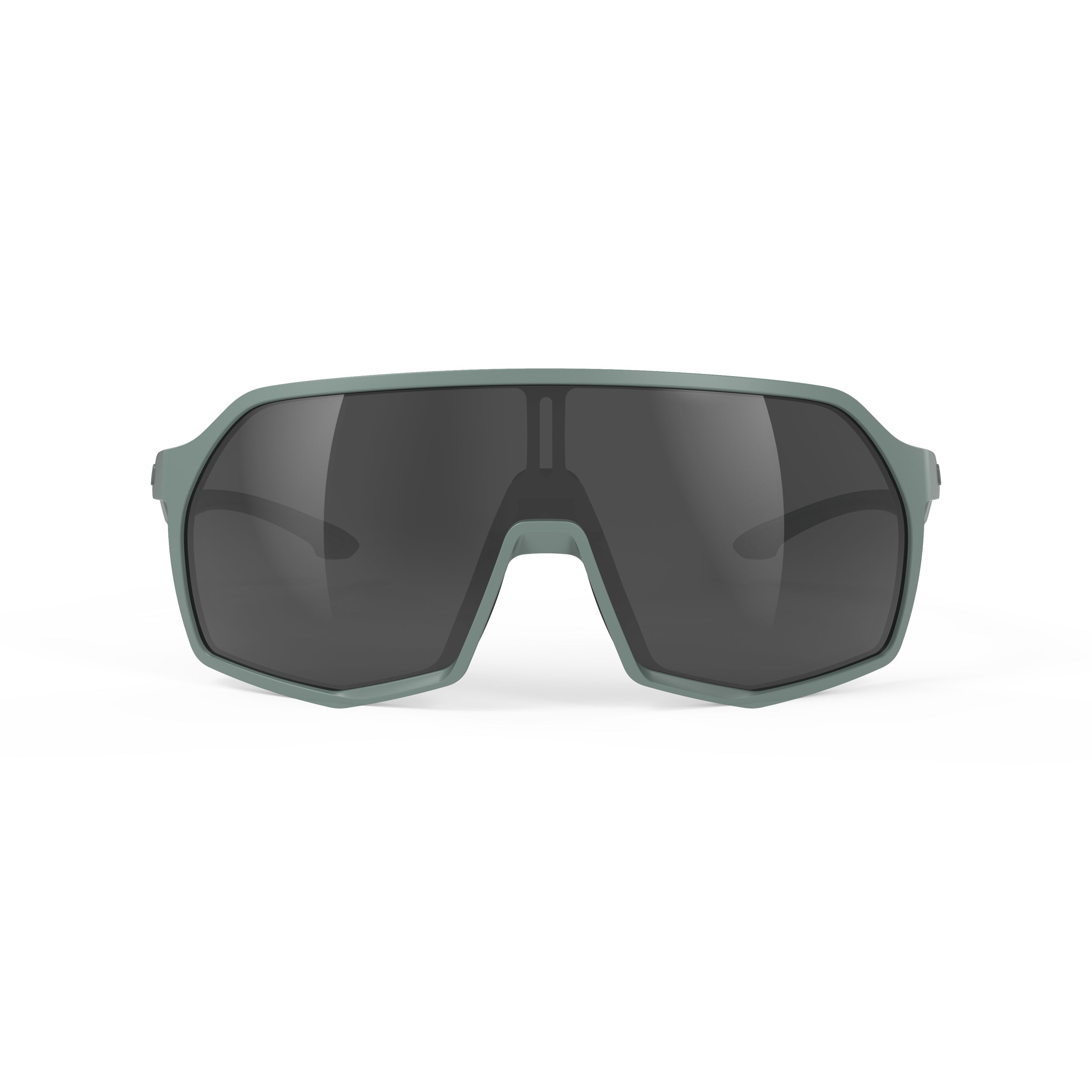 Rudy Project Thunder Green Sage Matte mirrored smoke black performance sunglasses – front view, alternate angle
